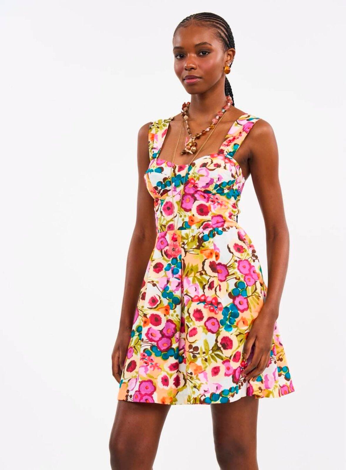 Vestido Curto com Estampa Floral e Lastex Colcci Fleur Vive