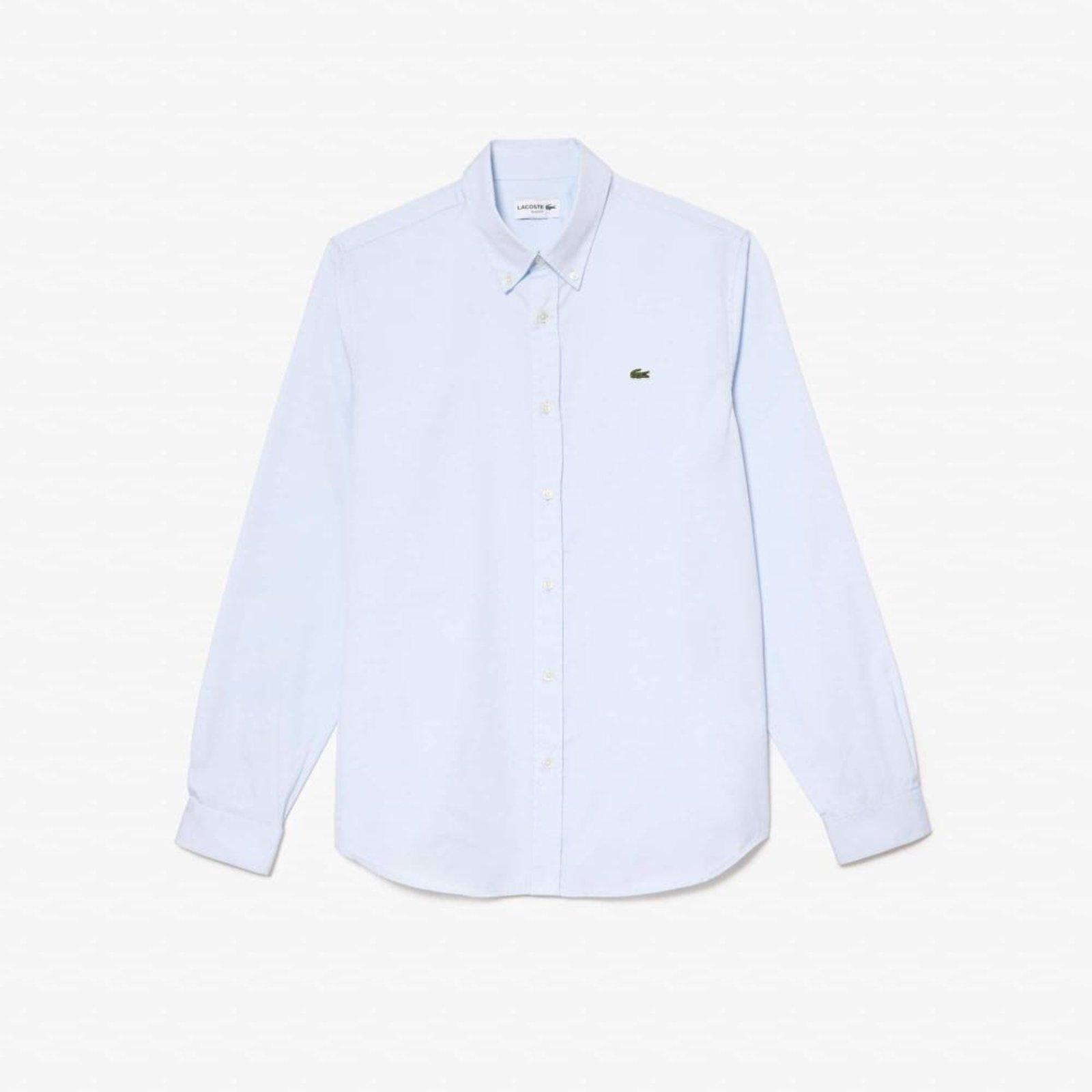 Camisa Slim Fit em Algodão Azul