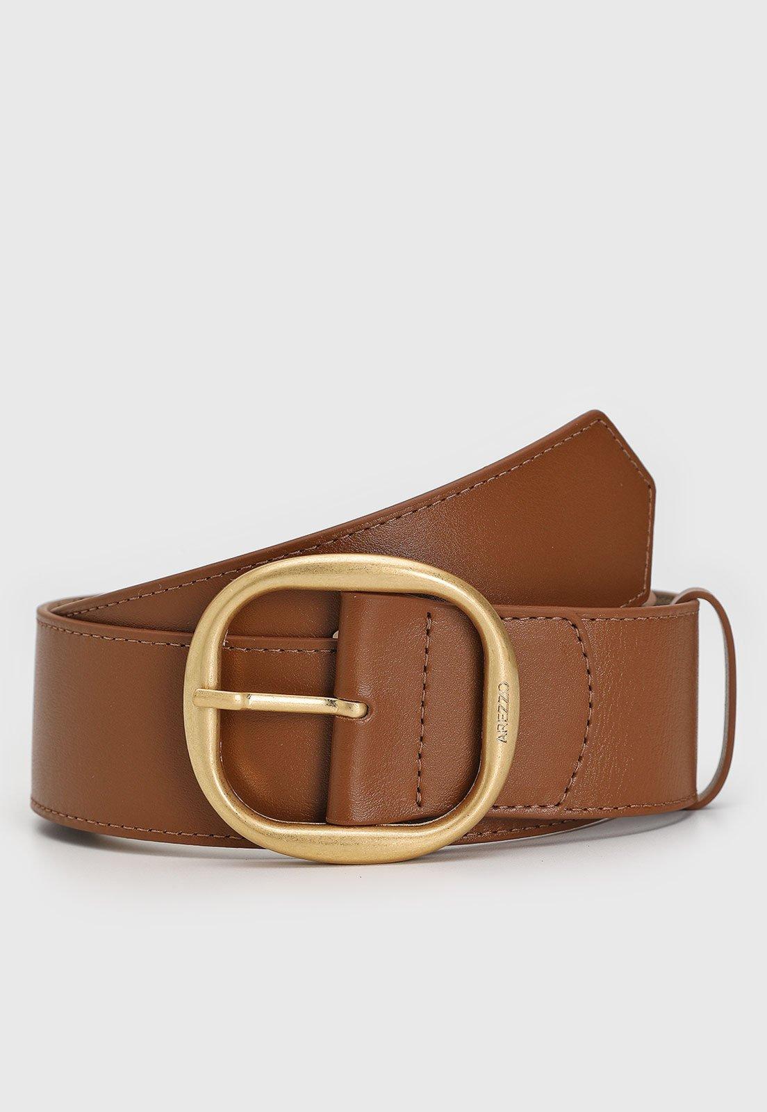 Cinto Feminino Arezzo Soul Fivela Dourada Natural