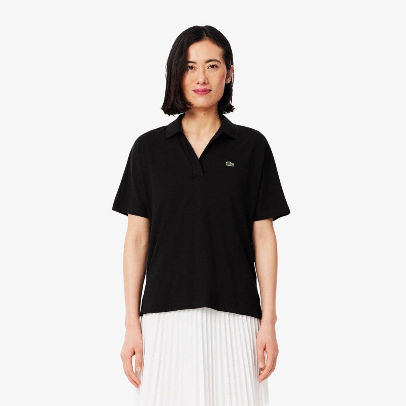 Camisa Polo Lacoste Fluid Piqué, ajuste folgado Preto