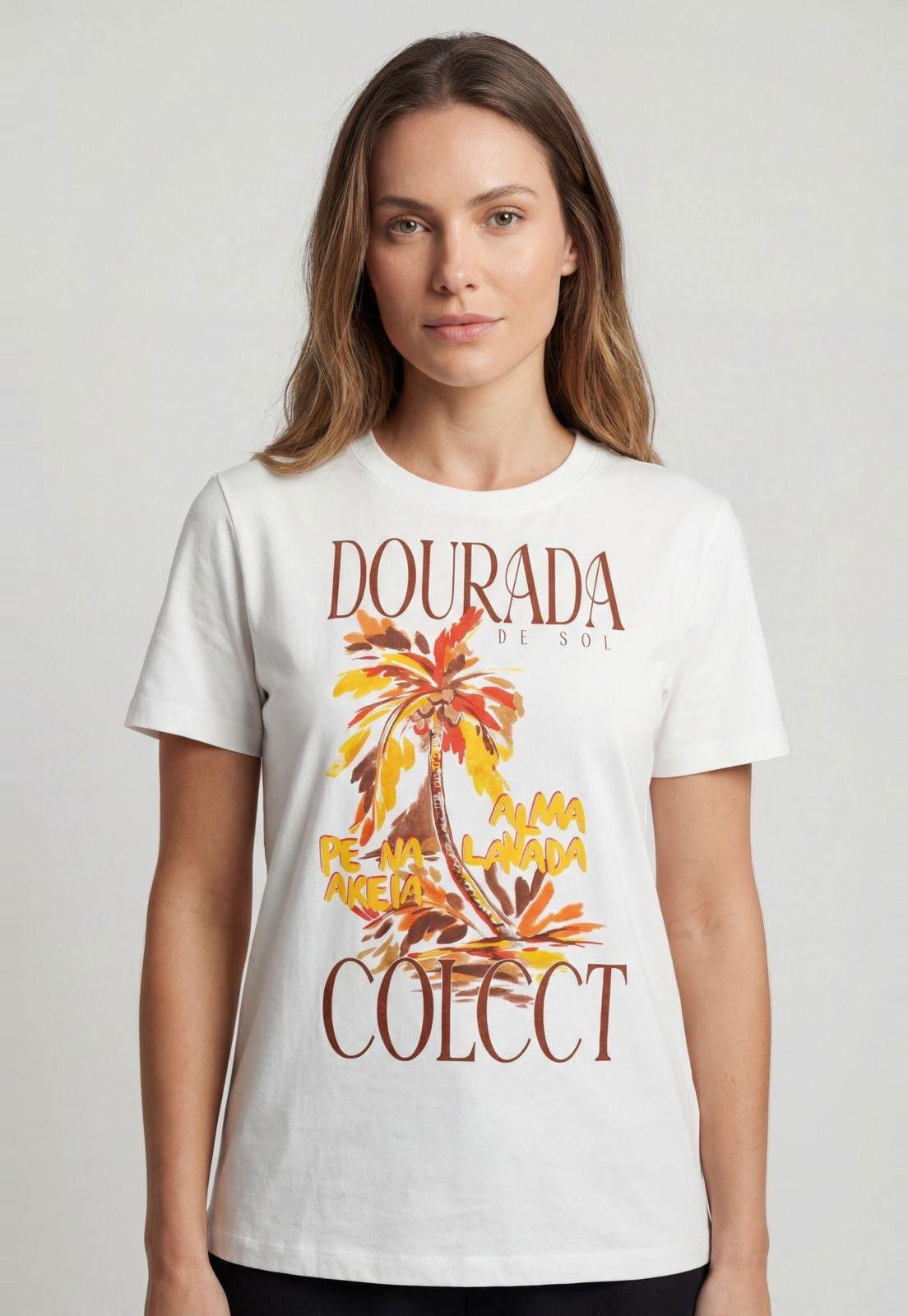 Camiseta Feminina Colcci Estampa Tropical Branca