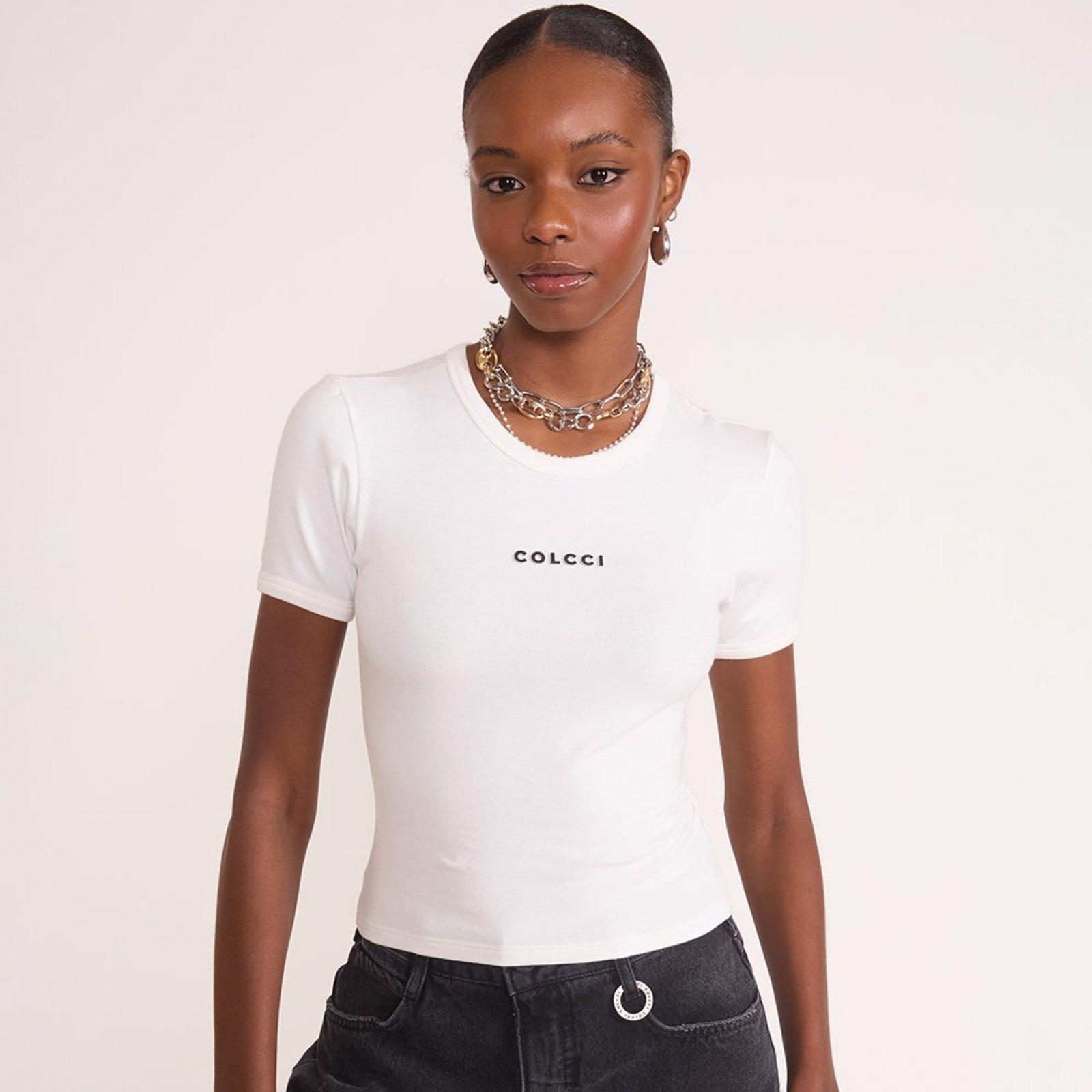 Camiseta Colcci Letter In26 Off White Feminino