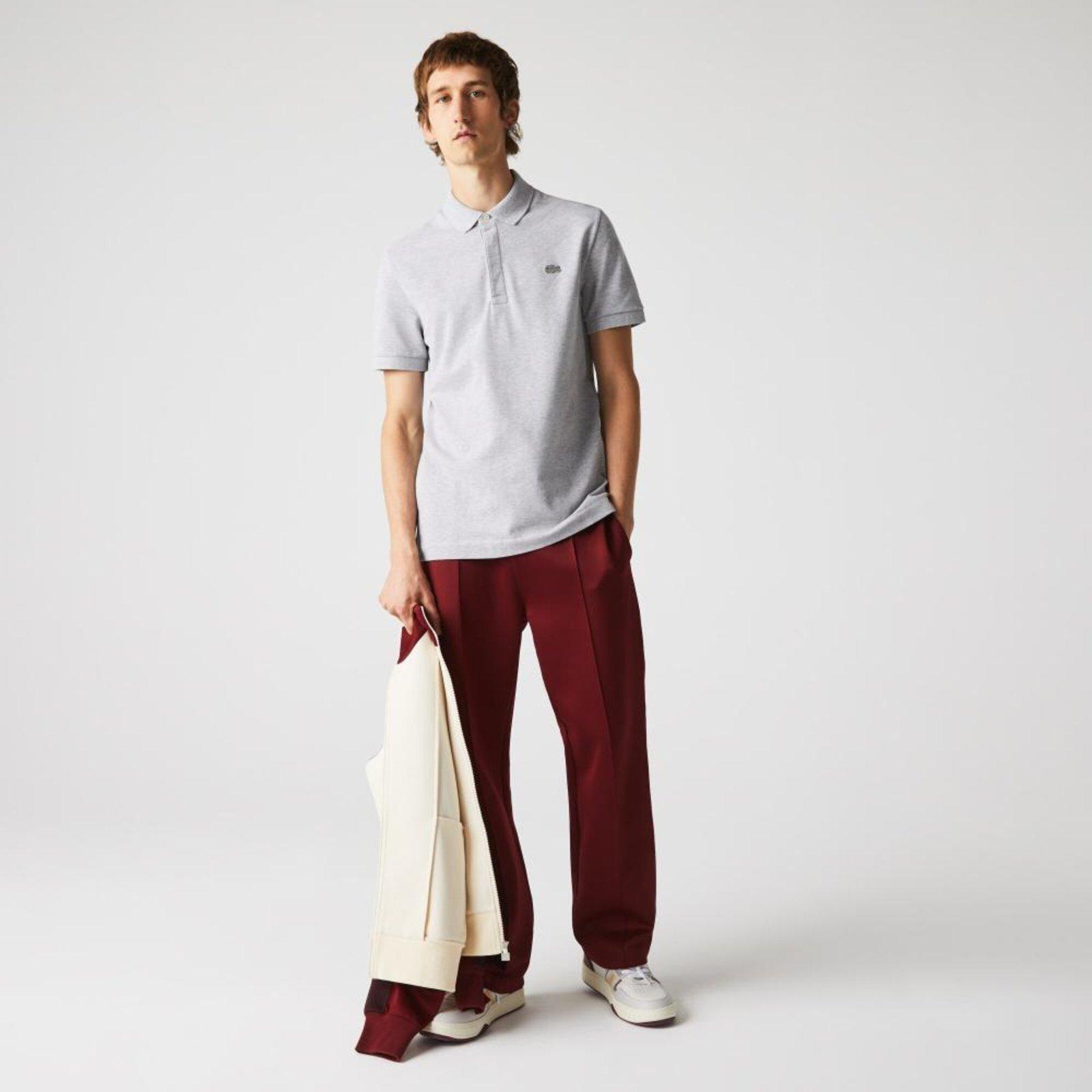 Camisa Polo Lacoste Paris Regular Fit em piquet de Algodão Stretch Cinza