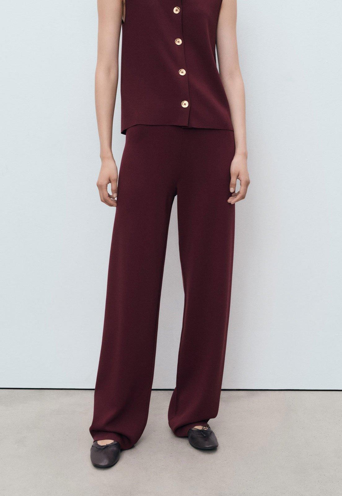 Calça Feminina Mango Reta Vinho