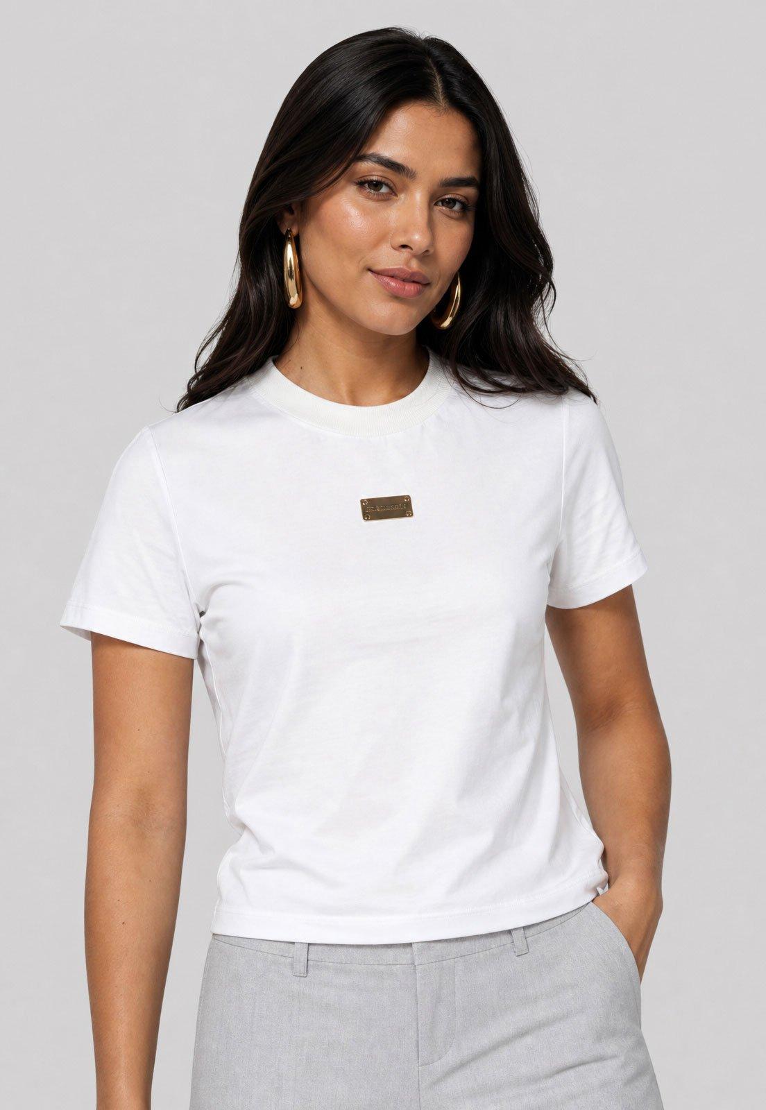 Camiseta Feminina Lança Perfume Básica Branca