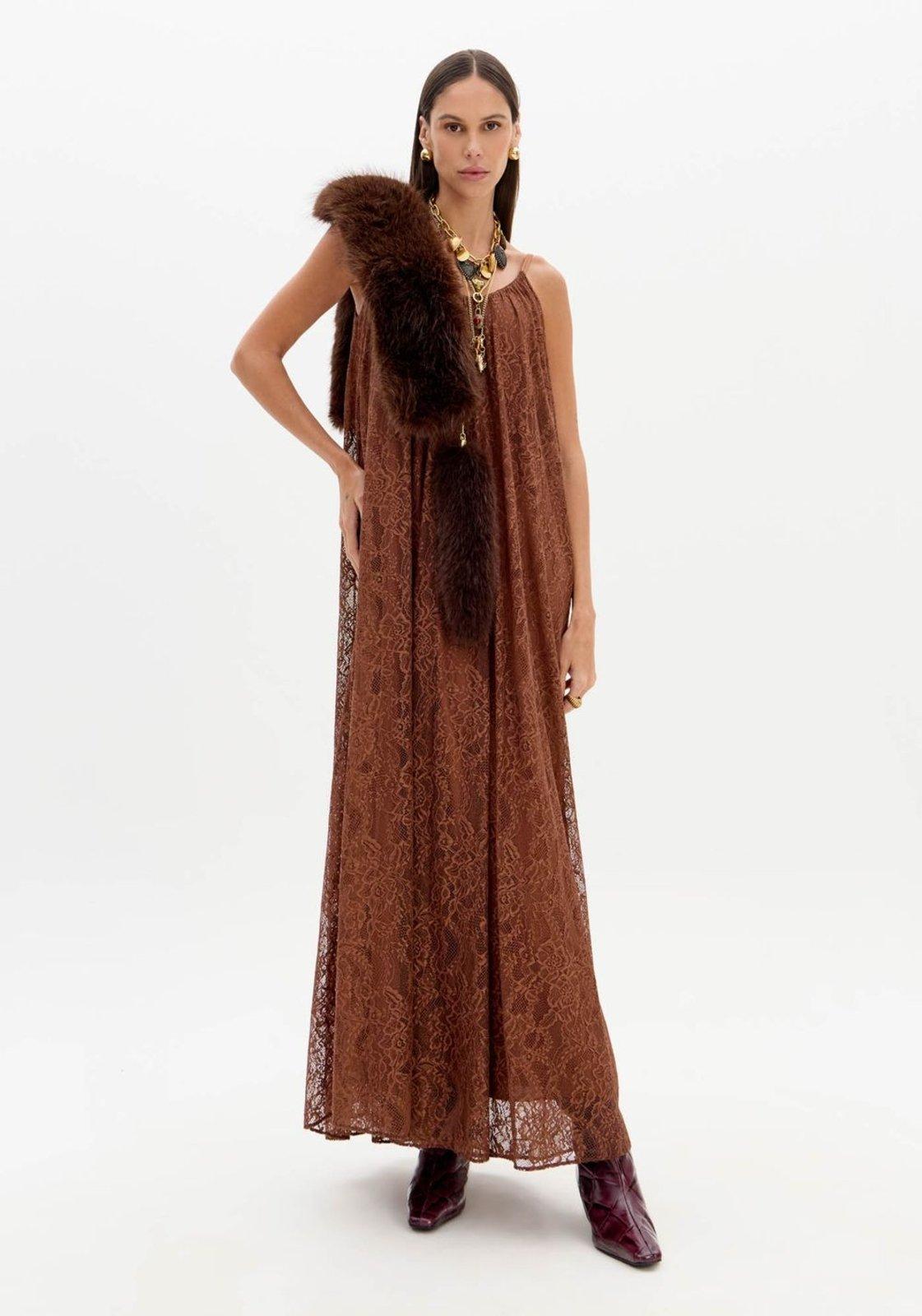 Vestido Longo De Alças Renda Lança Perfume