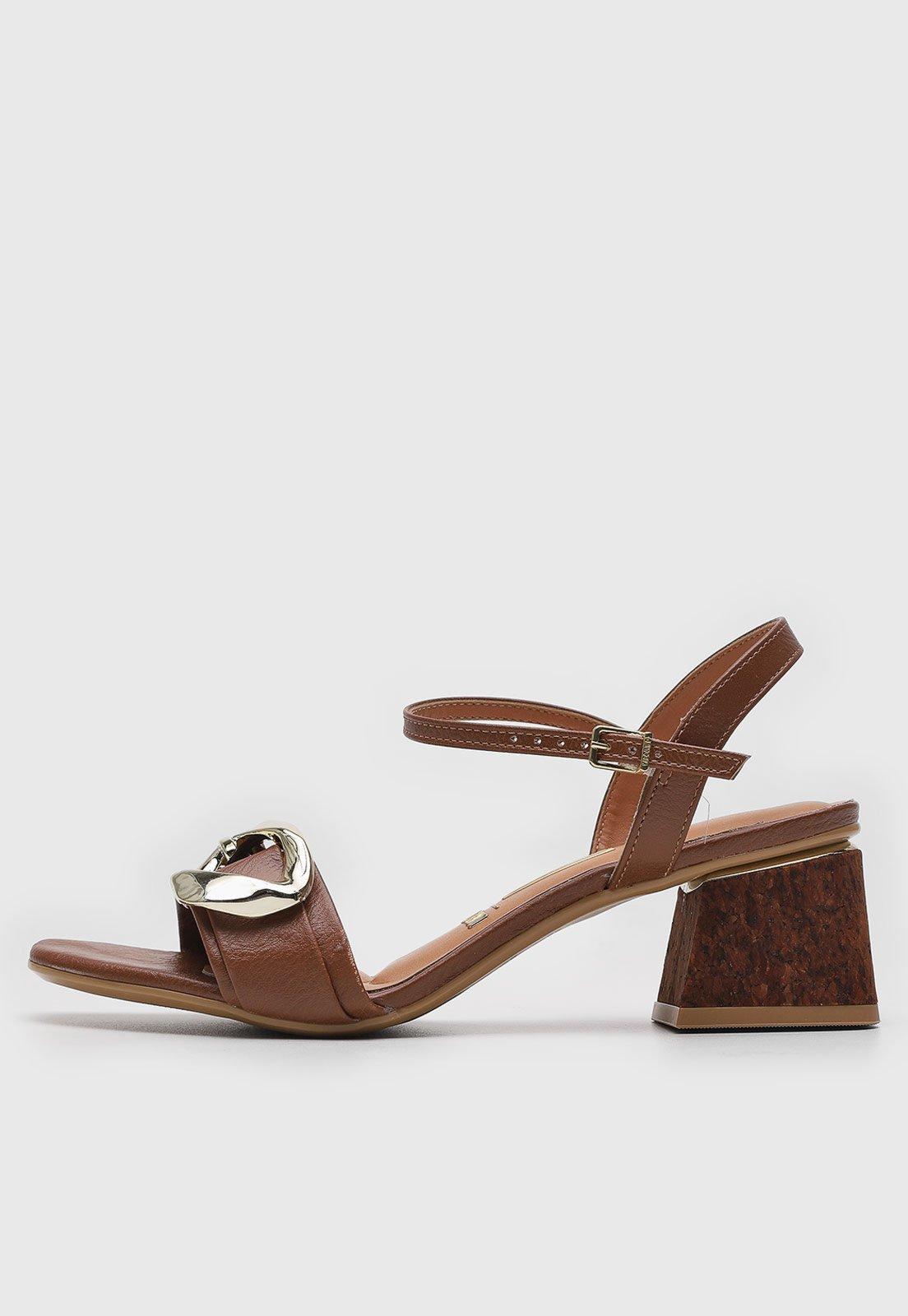 Sandália Feminina Vizzano Salto Bloco 6cm Marrom