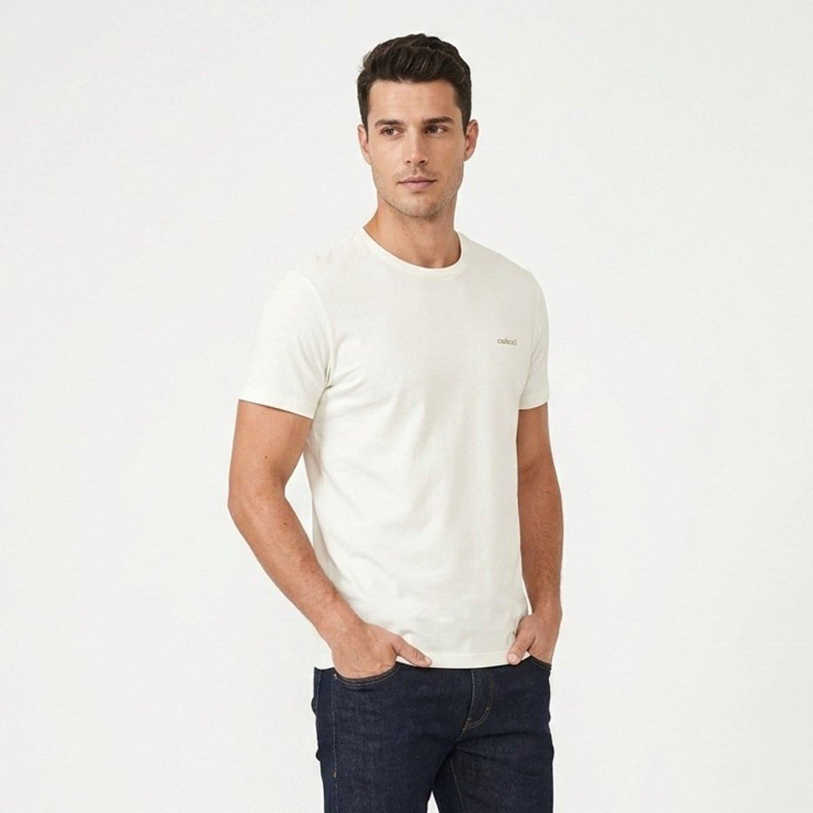 Camiseta Colcci Básica Logo Off Shell Off White