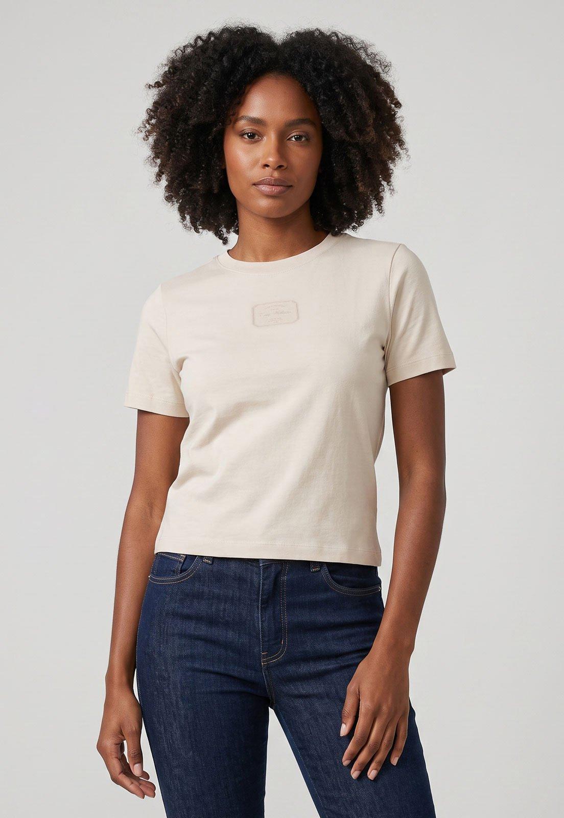 Camiseta Feminina Lança Perfume Manga Curta Bege