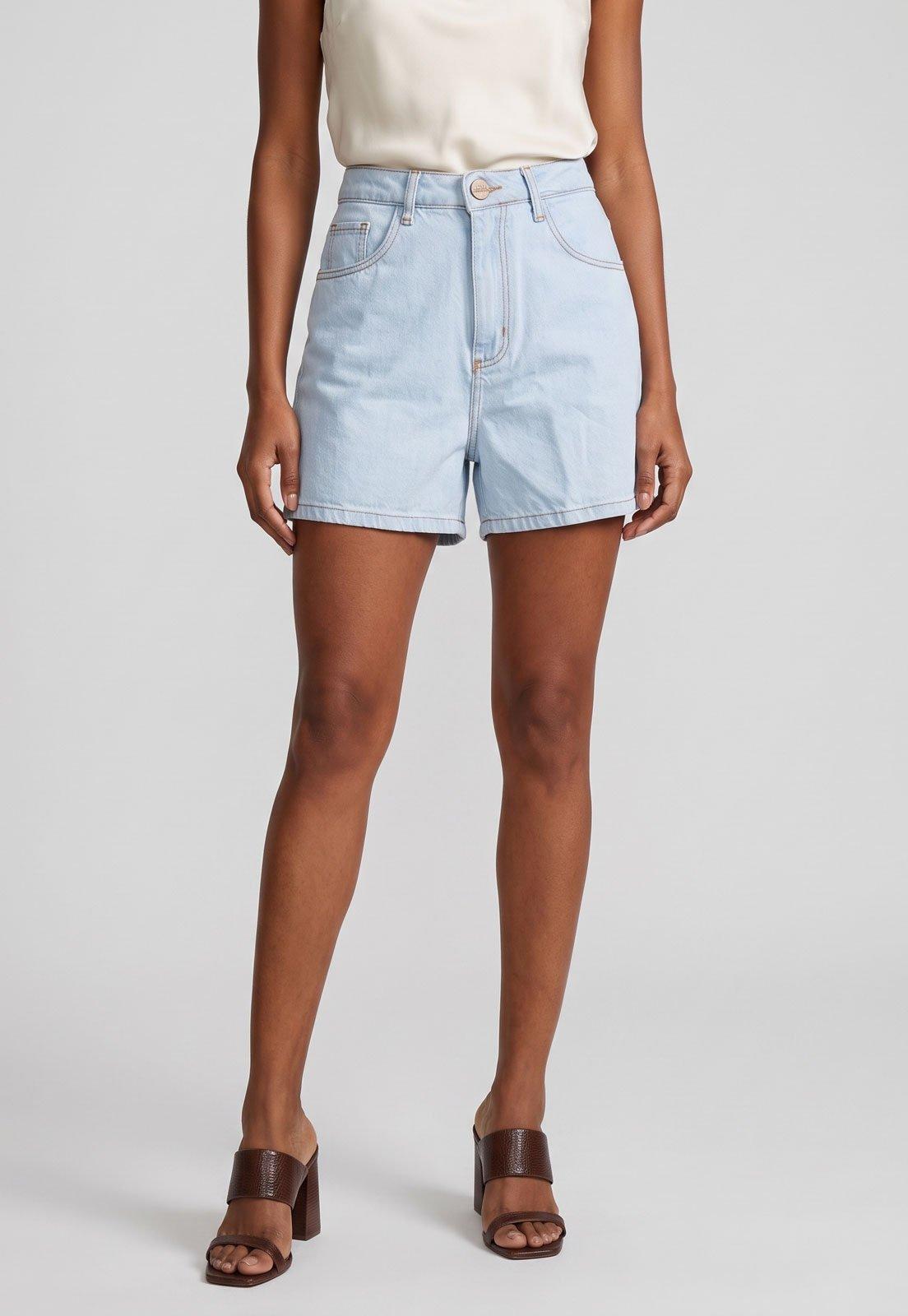 Bermuda Feminina Lança Perfume Jeans Cintura Alta Azul