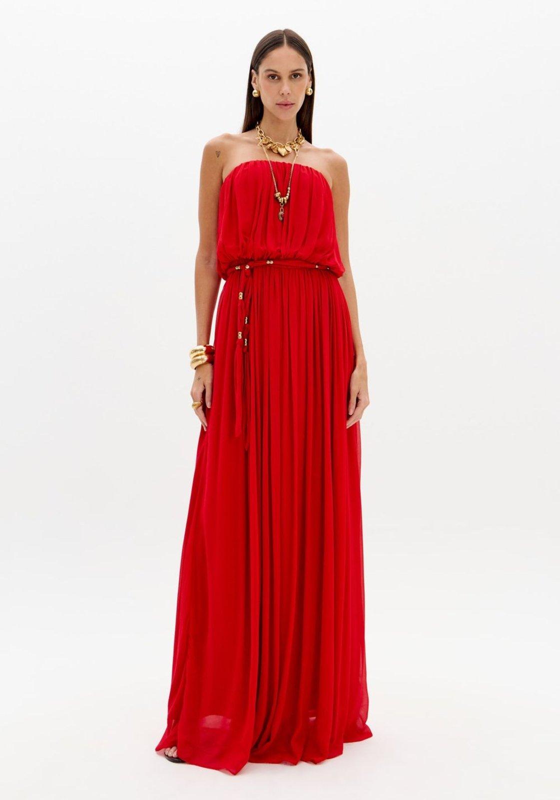 Vestido Longo Sem Alças Chiffon Lança Perfume
