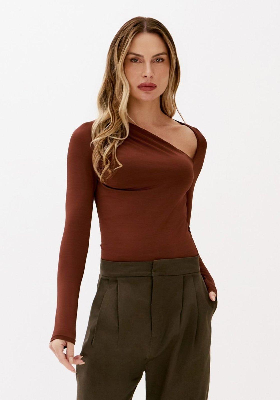 Blusa Manga Longa Com Drapeado Lança Perfume
