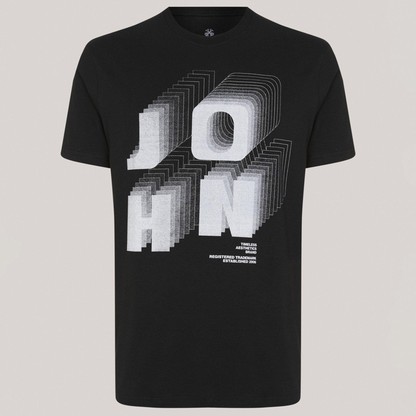 Camiseta John John Regular Distortion Pr26 Preto Masculino