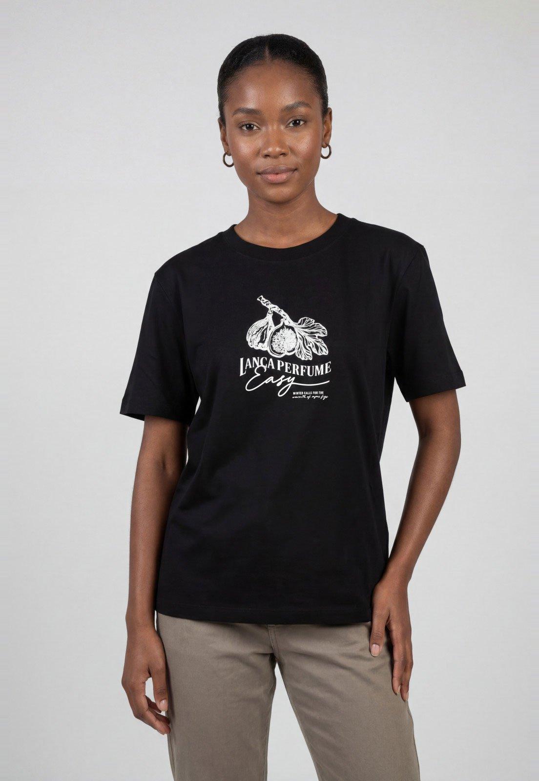 Camiseta Lança Perfume Estampa Gráfica Preta