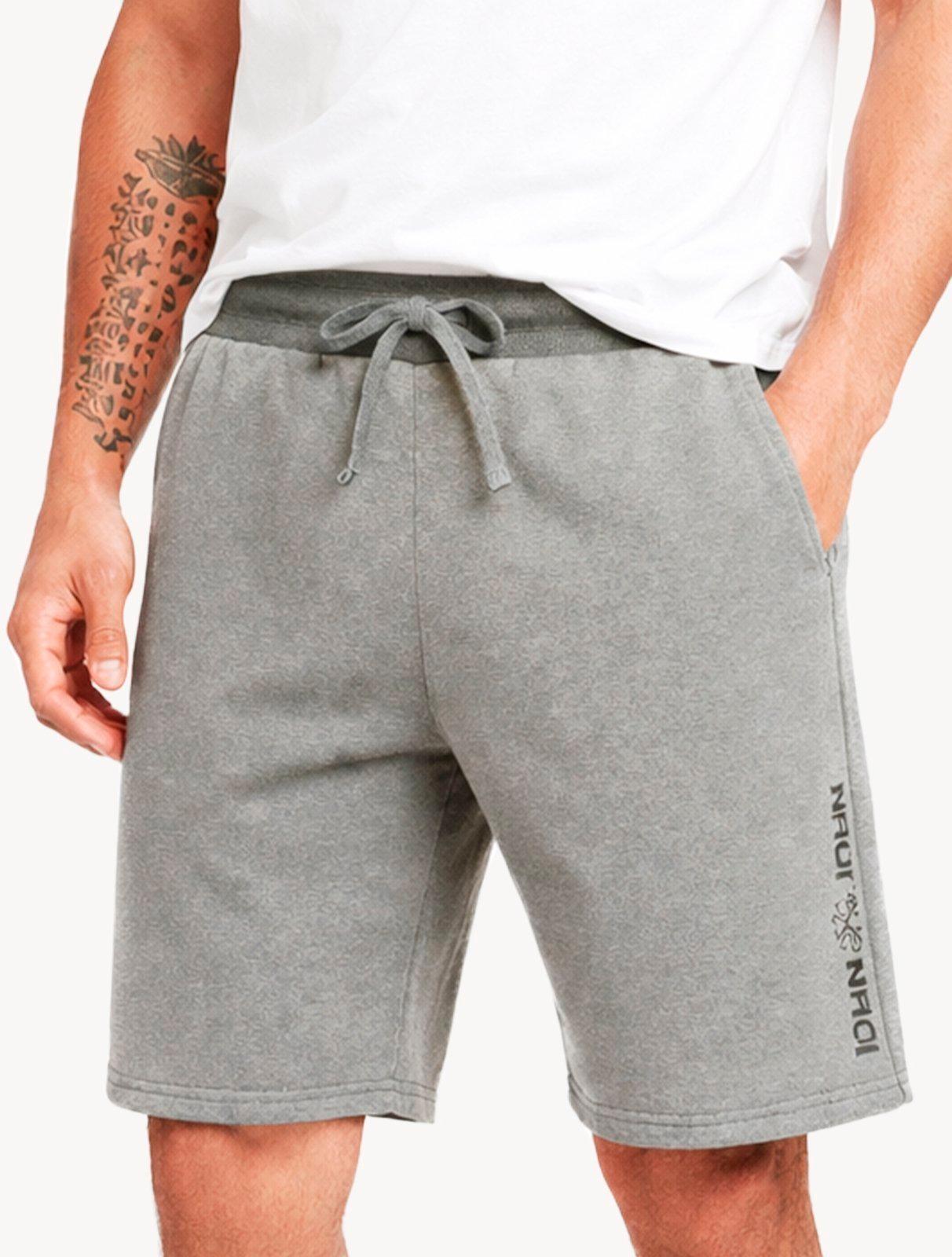 Bermuda John John Masculina Moletom New Basic Print Cinza Claro