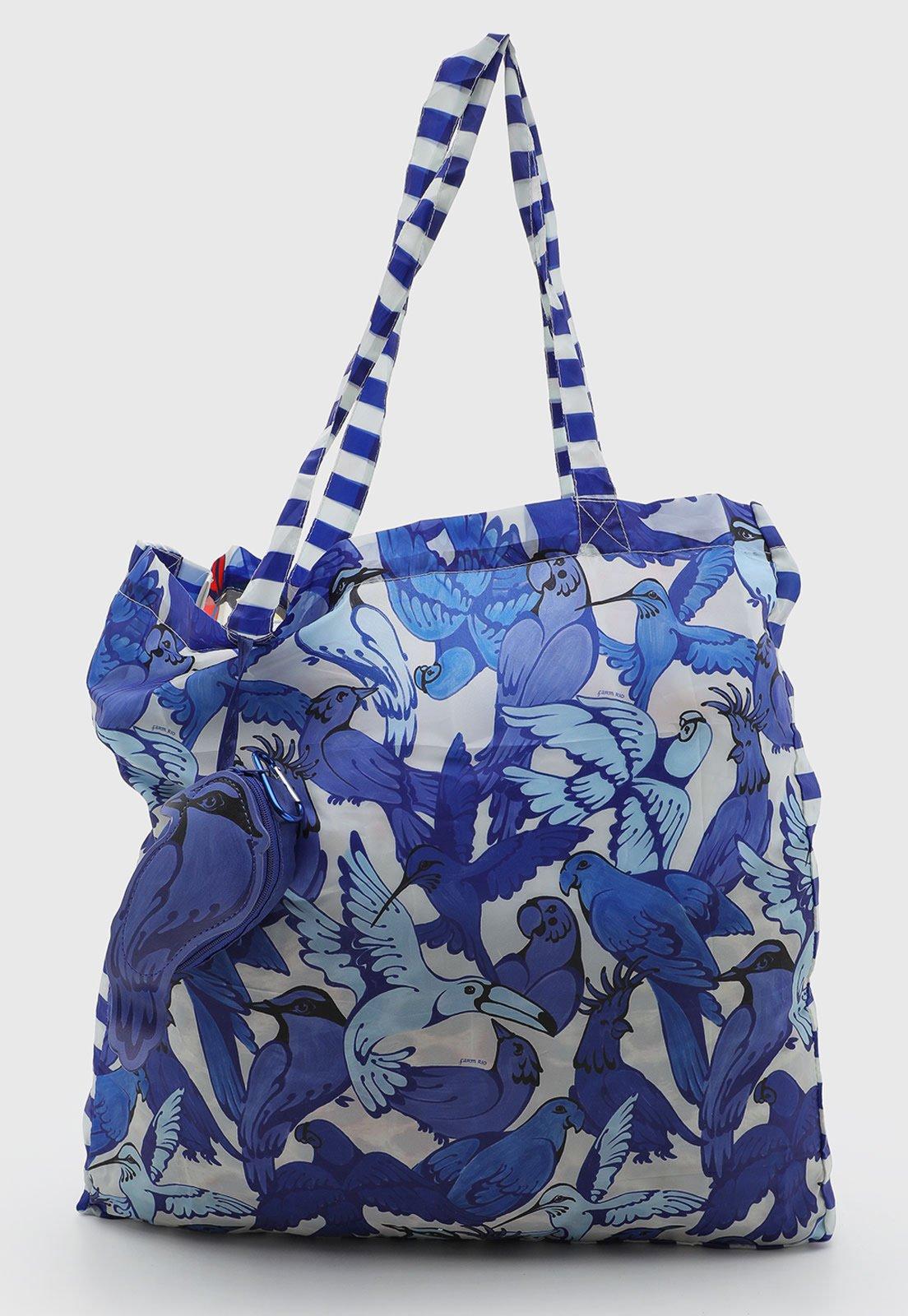 Bolsa Feminina FARM Estampa Pássaros Azul