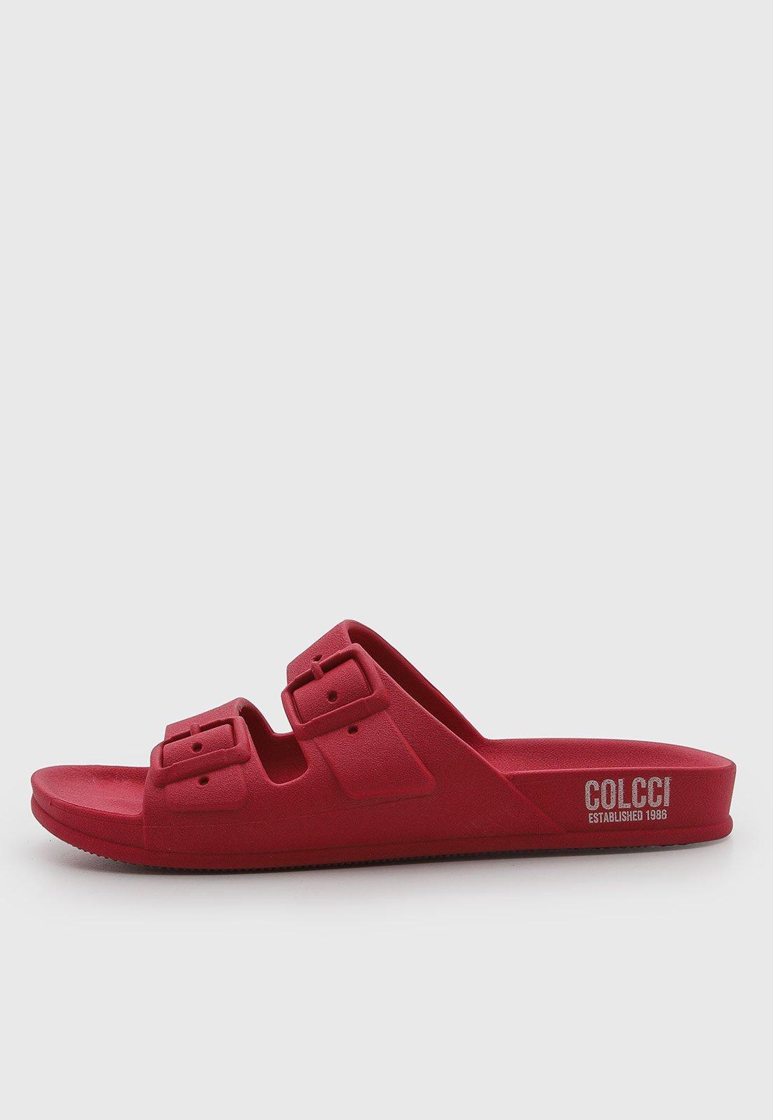 Chinelo Feminino Colcci Slide Tiras Duplas Vermelho