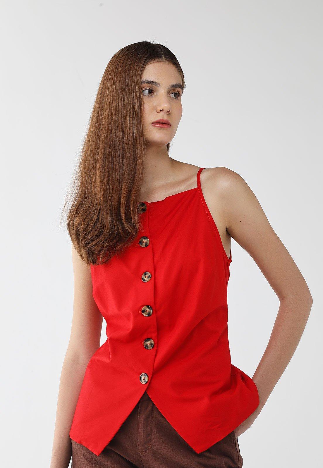 Blusa Feminina Colcci Barra Assimétrica Vermelha