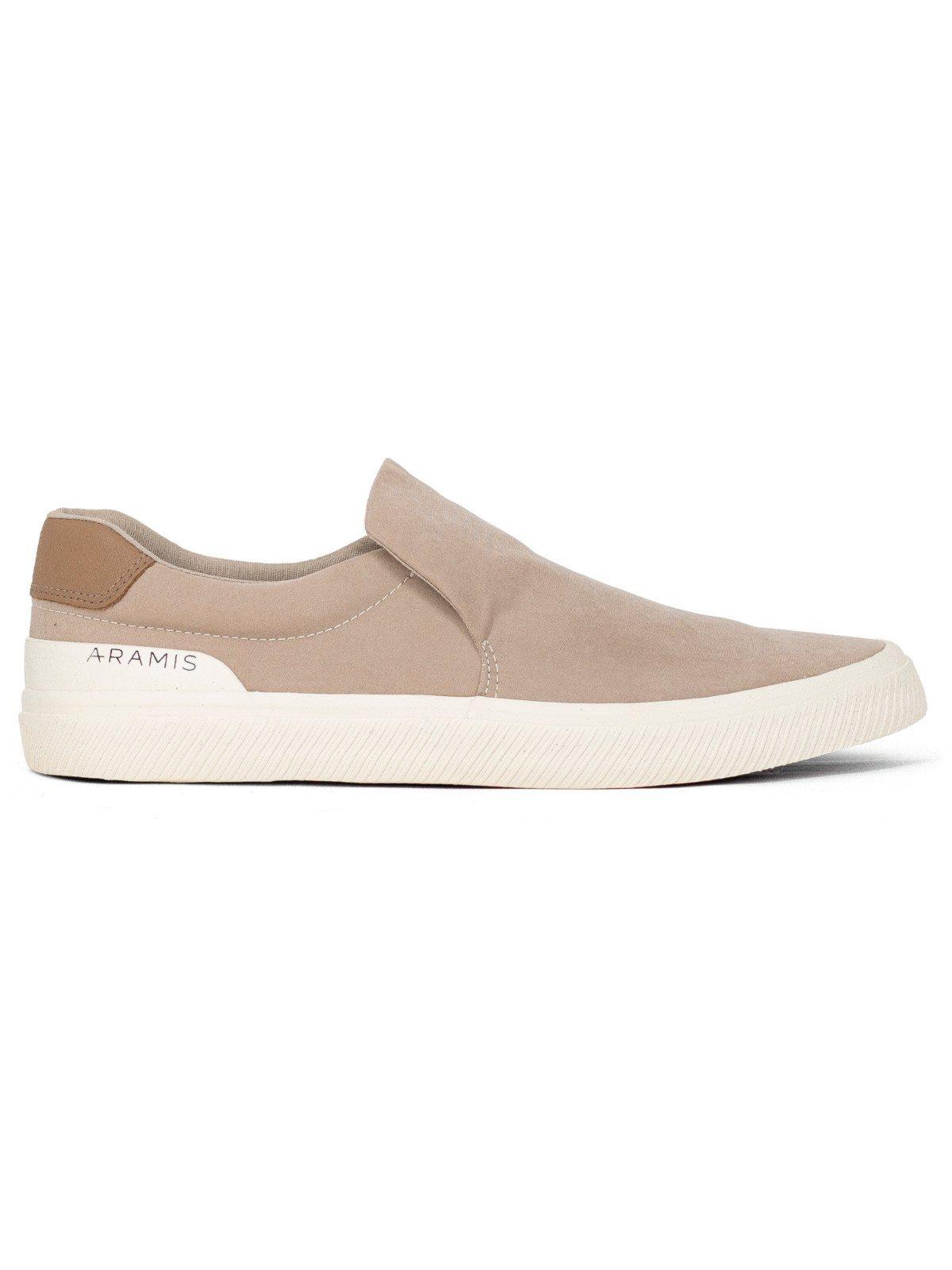 Tênis Masculino Slip On Aramis Casual Daily Slip Rain Elástico Confortável Bege