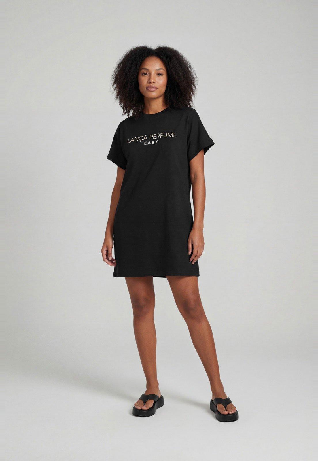 Vestido Feminino Lança Perfume Curto Algodão Preto