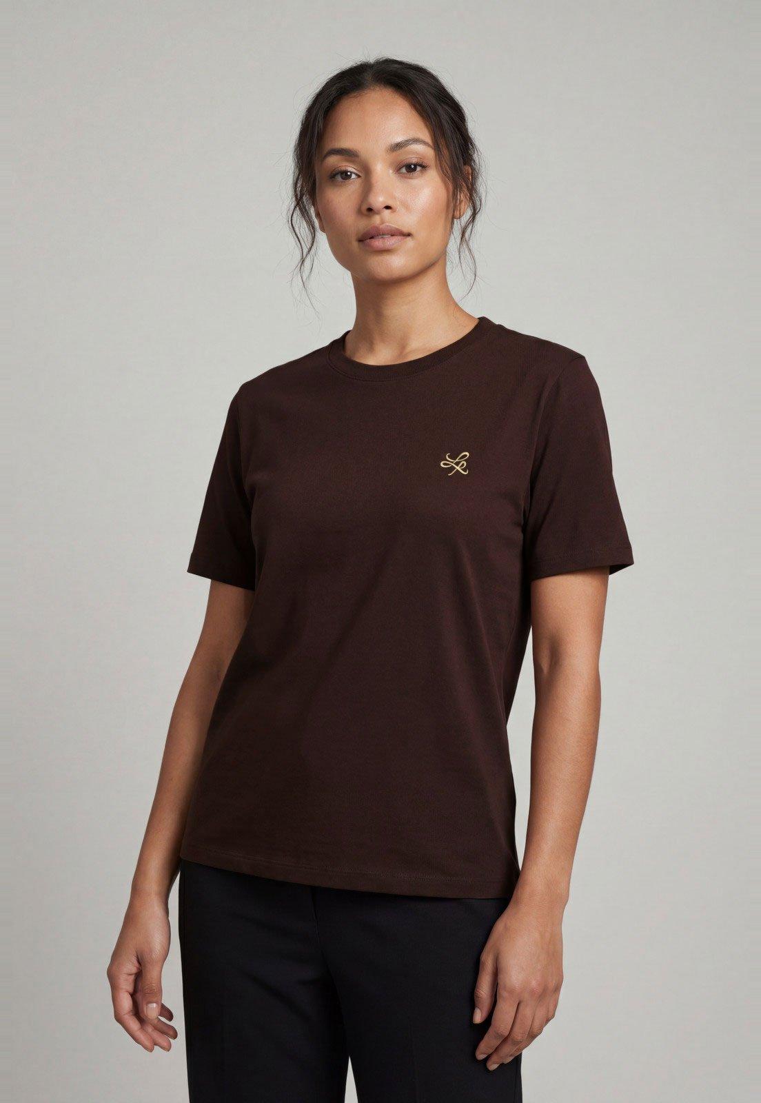 Camiseta Feminina Lança Perfume Decote Redondo Marrom