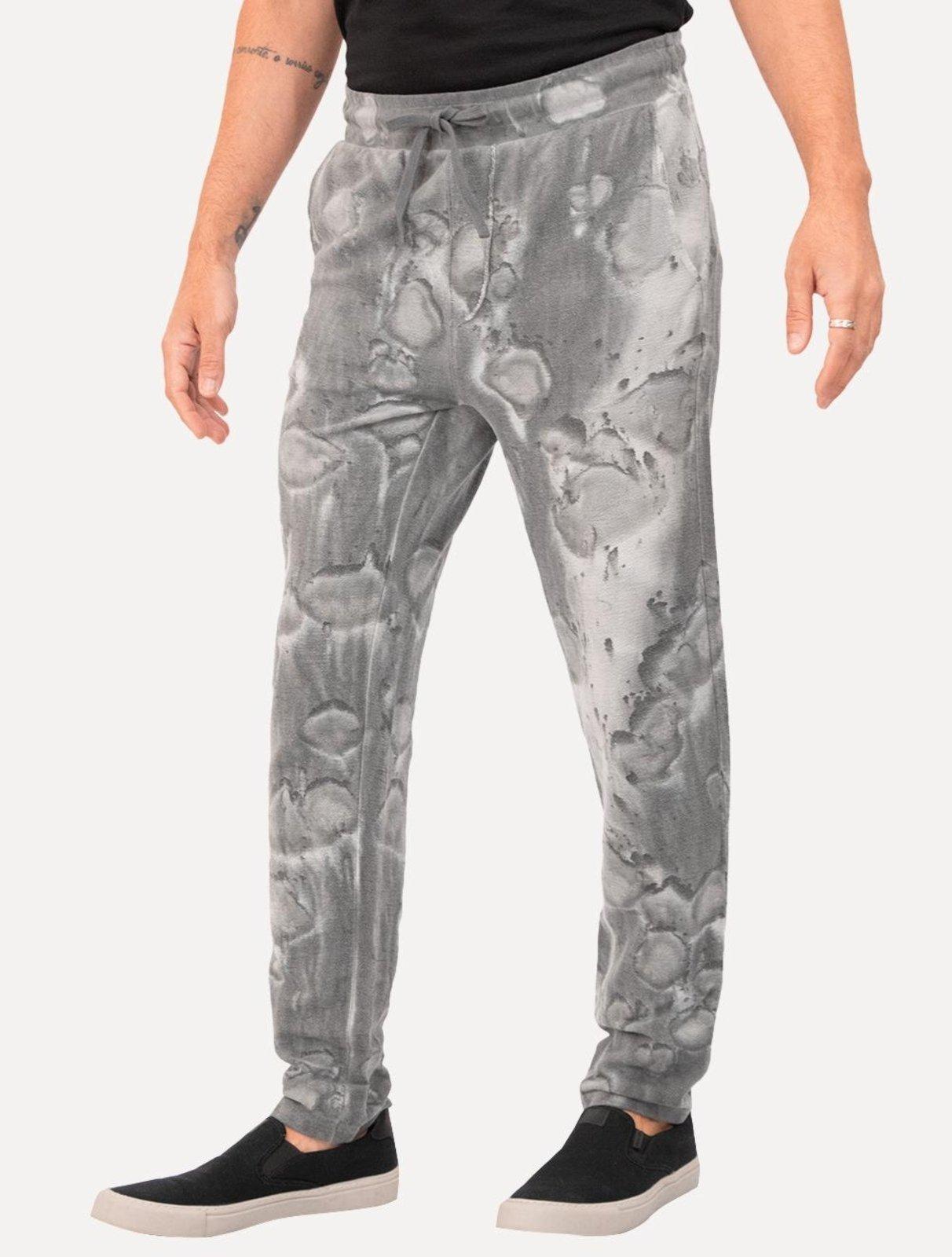 Calça John John Moletom Masculina Regular Splash Cinza Médio