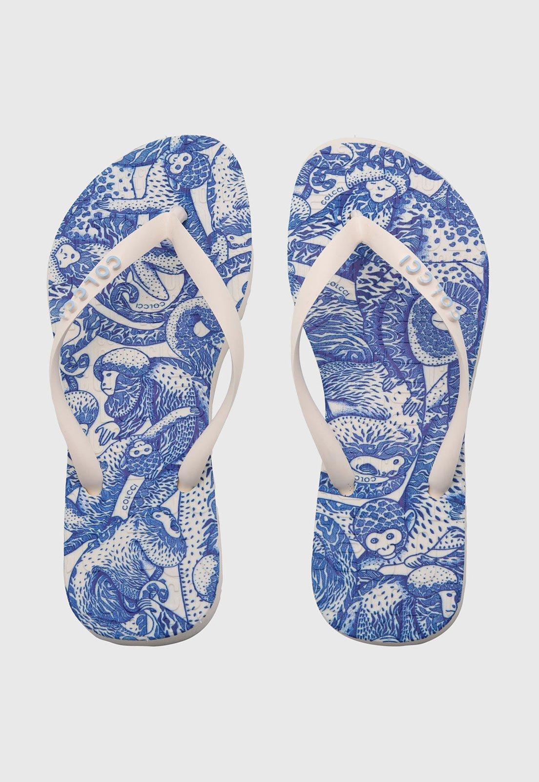 Chinelo de Dedo Feminino Colcci Estampado Azul
