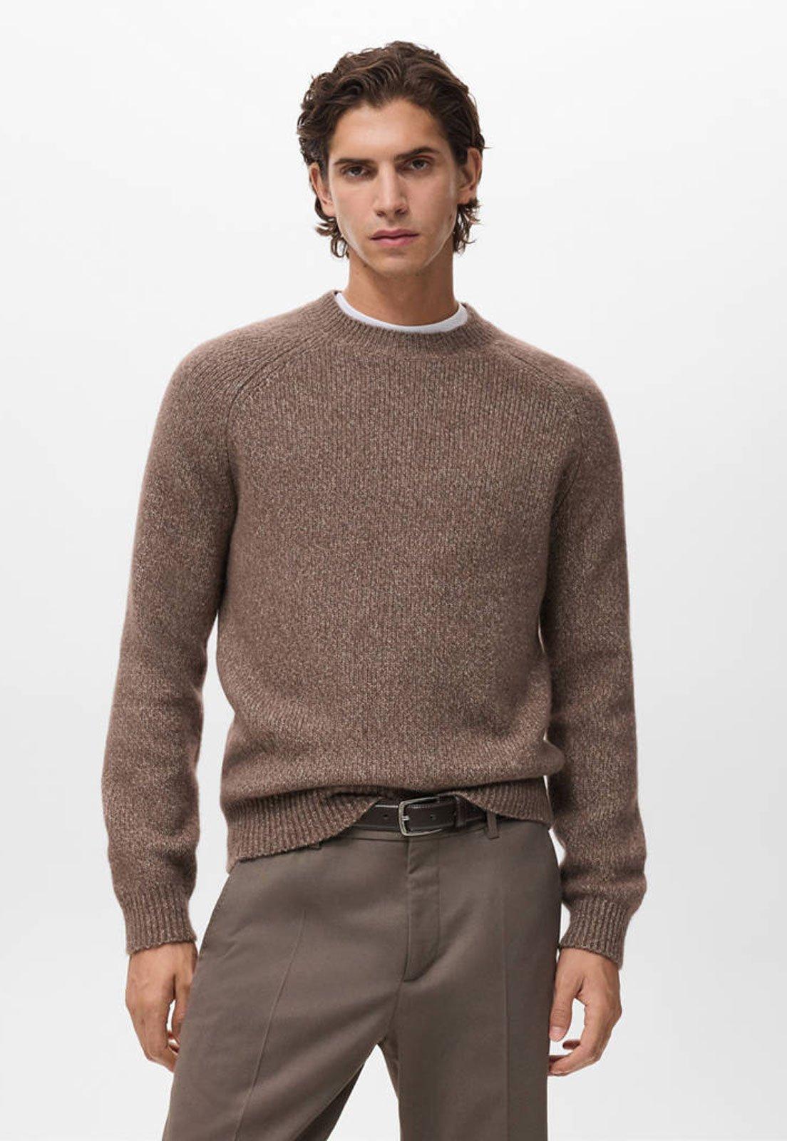 Suéter Masculino Mango Decote Redondo Marrom