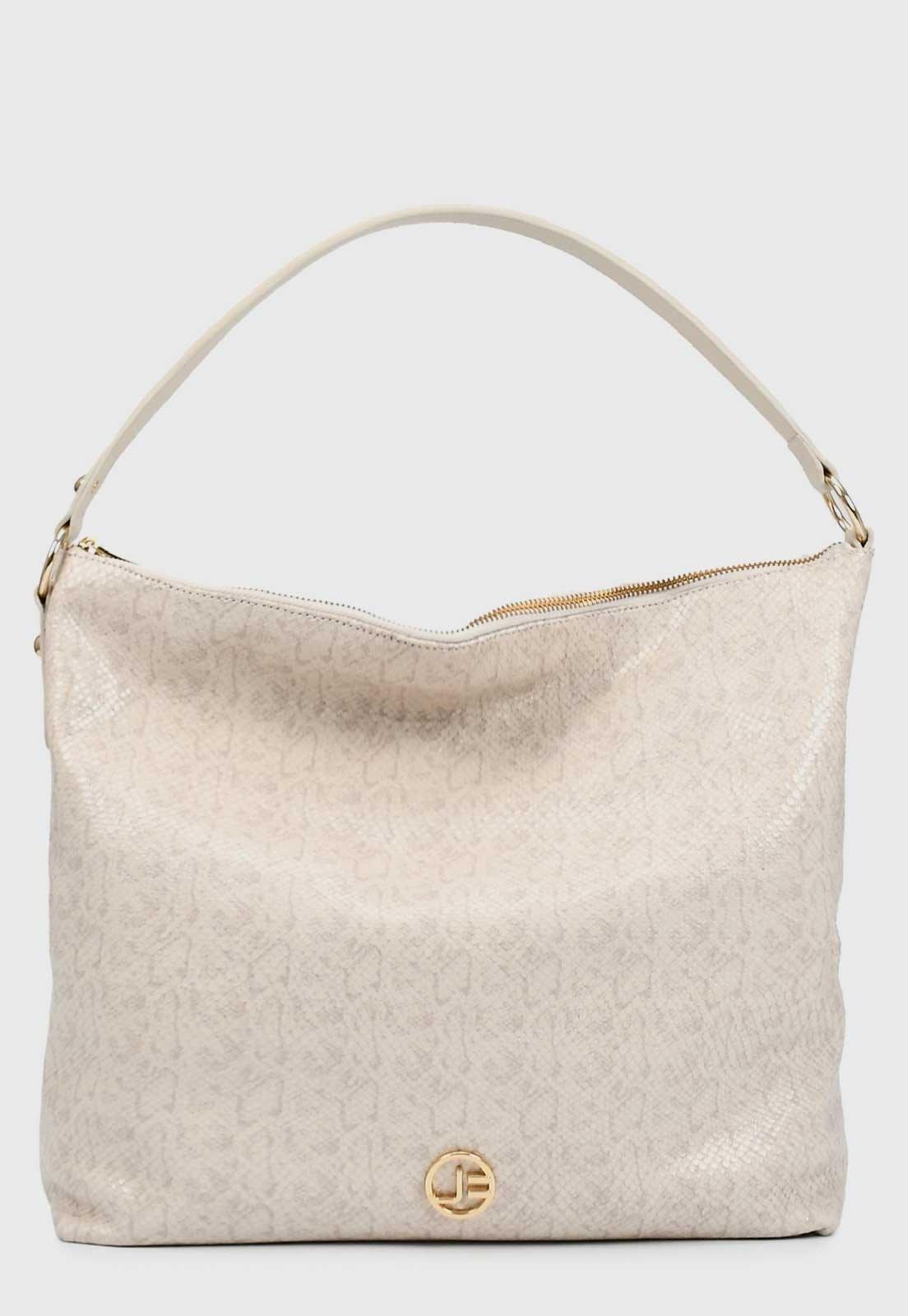 Bolsa Feminina Jorge Bischoff Couro Texturizado Off-White