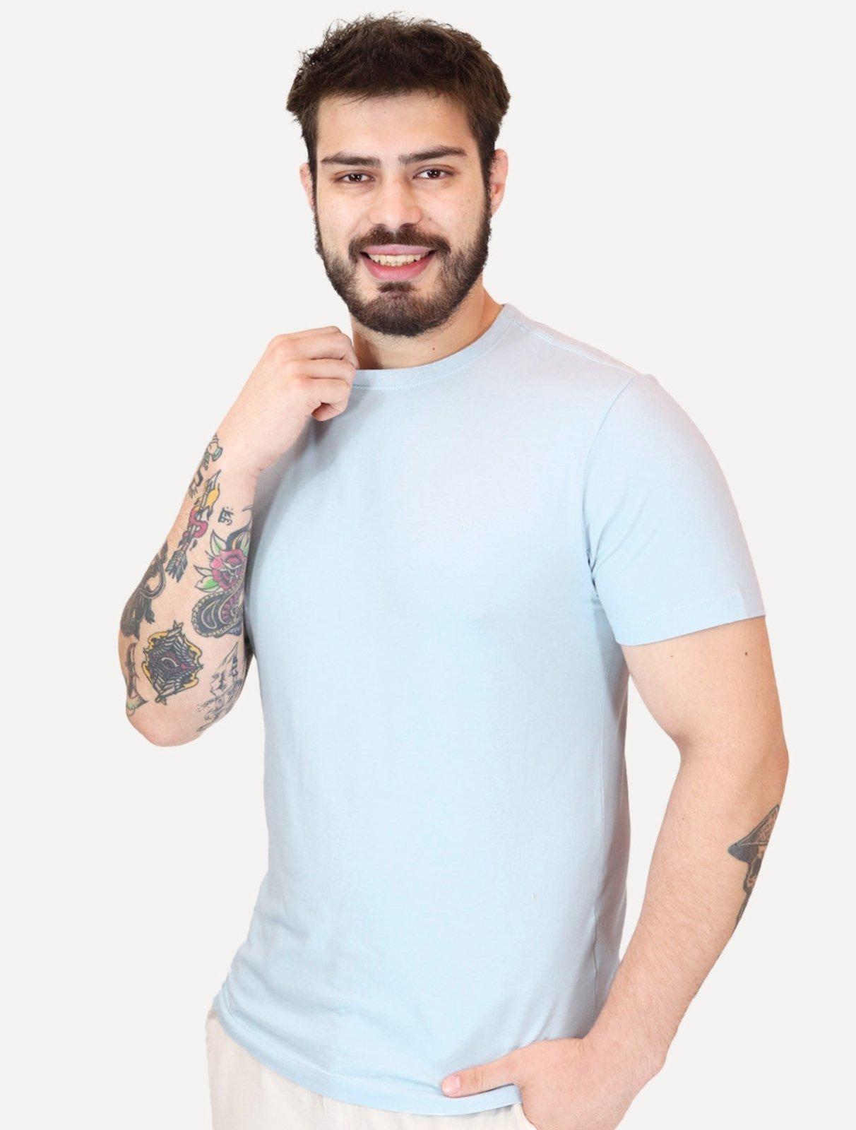 Camiseta Aramis Masculina Basic Lisa Mono Icon Azul Topázio