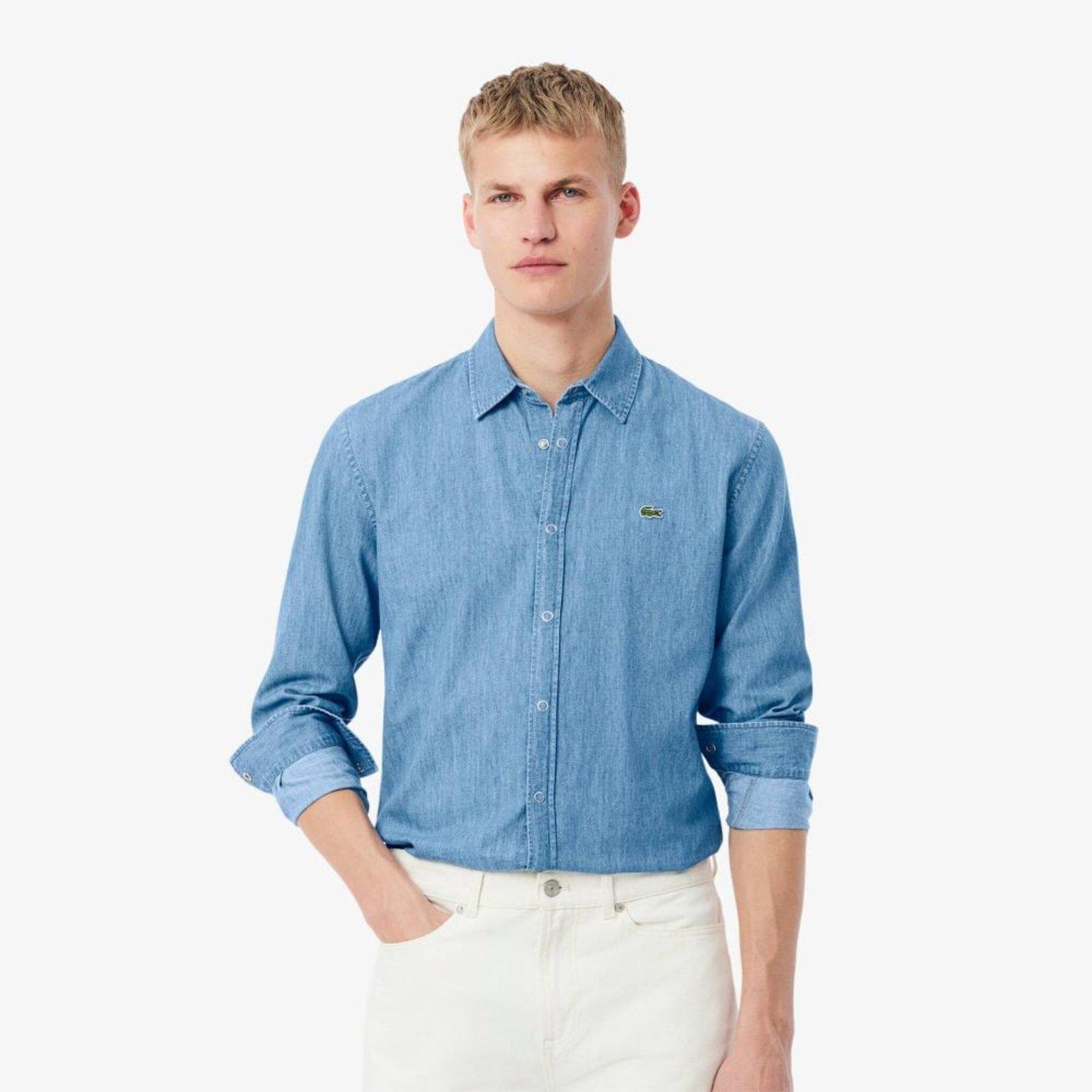 Camisa em Denim Leve, ajuste regular Azul Marinho