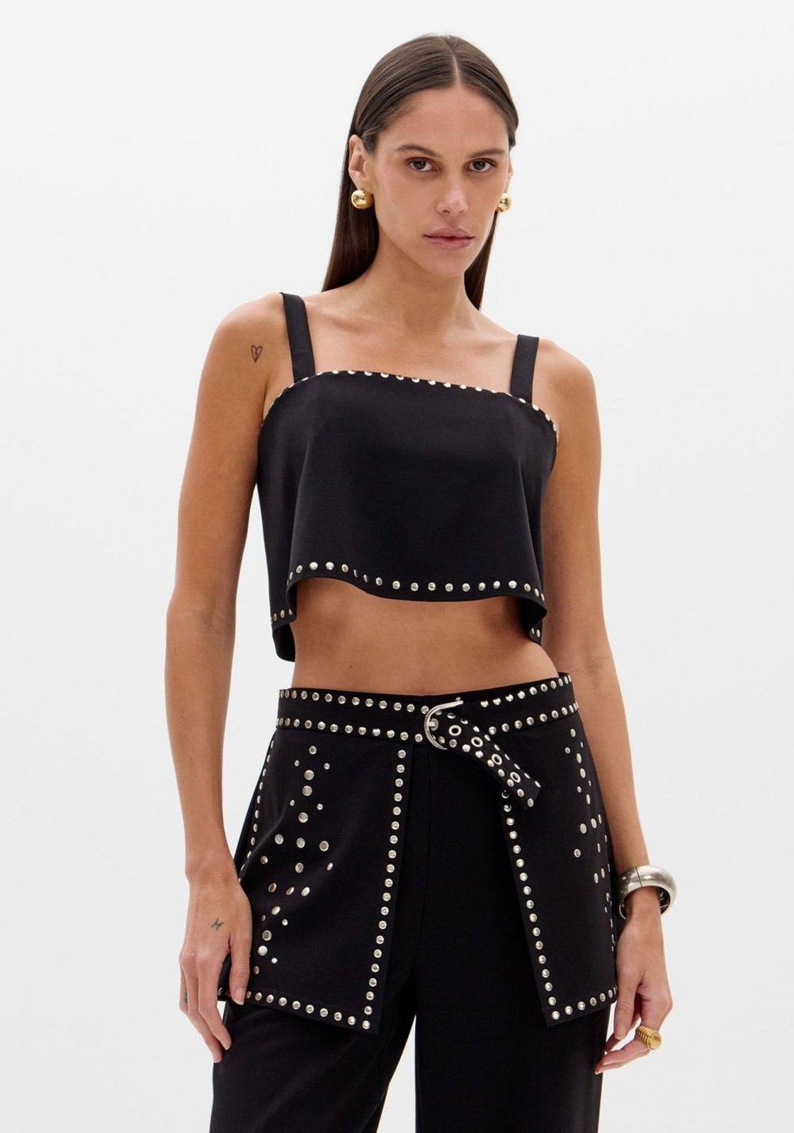 Top Cropped Com Aplicações Lança Perfume
