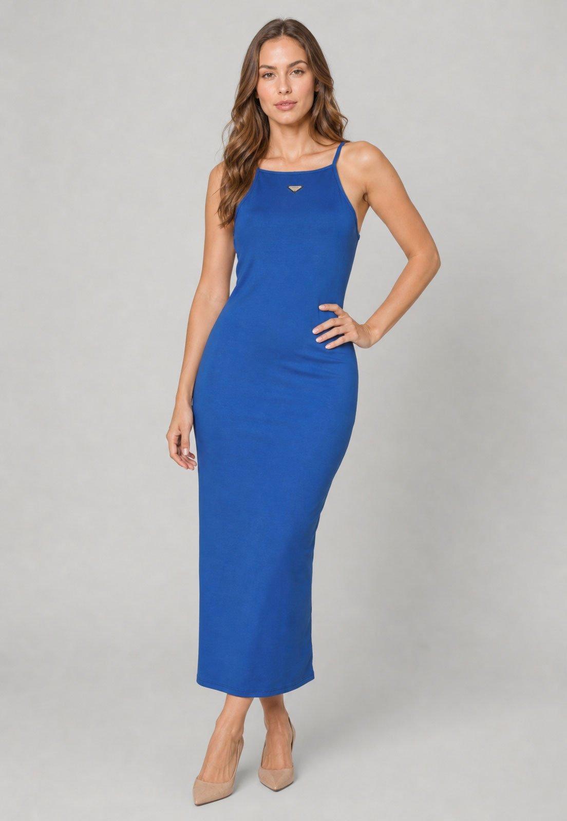 Vestido Feminino Lança Perfume Alças Finas Azul