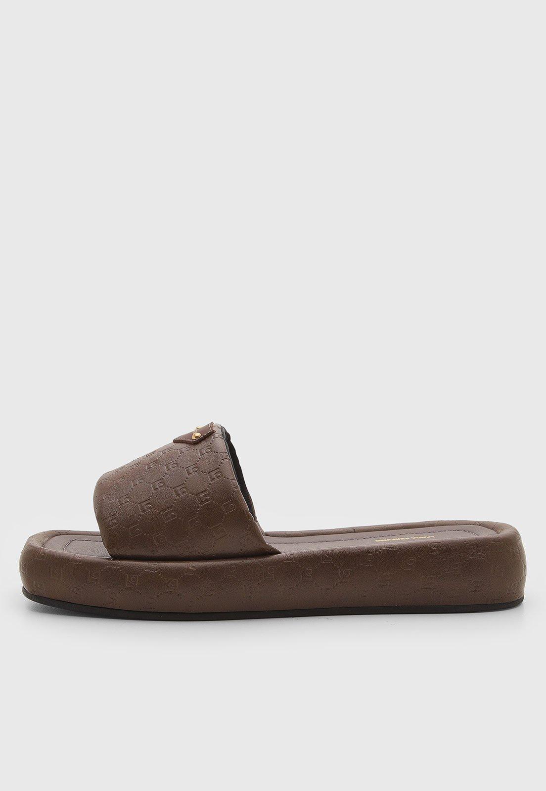 Rasteira Feminina Lança Perfume Slide Flatform Monograma Marrom