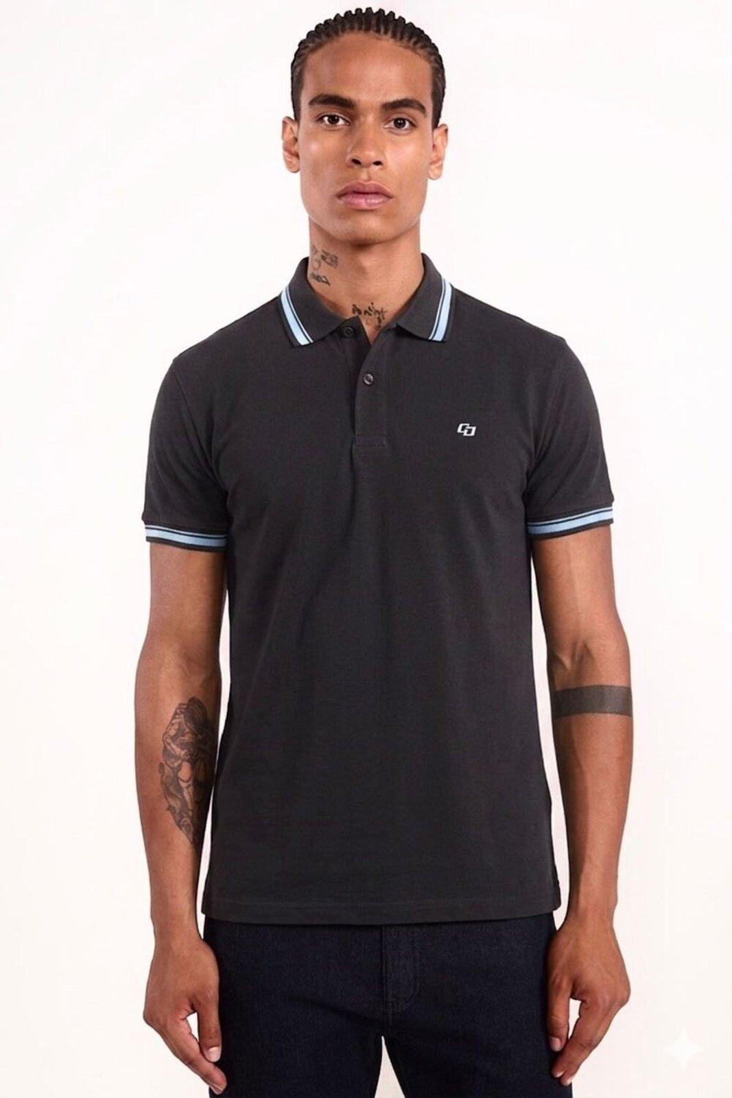 Polo Masculina Friso Duplo Colcci Cinza Grafite Layla