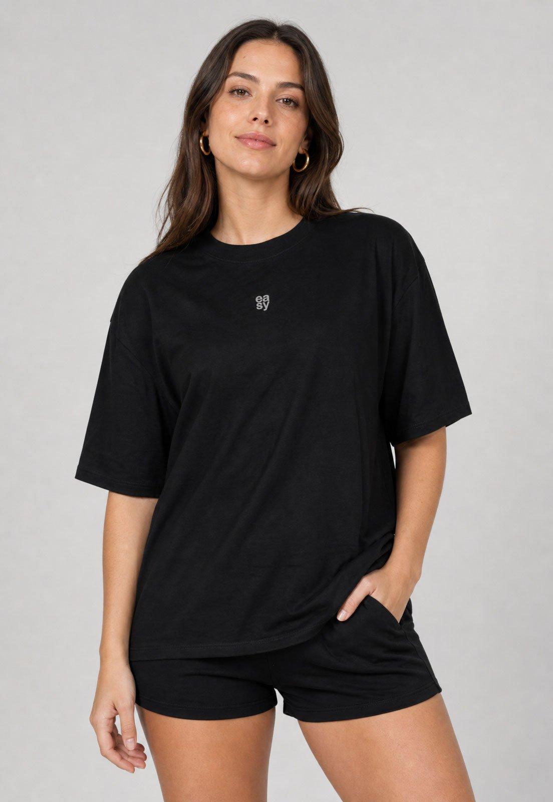 Camiseta Feminina Lança Perfume Oversized Preta