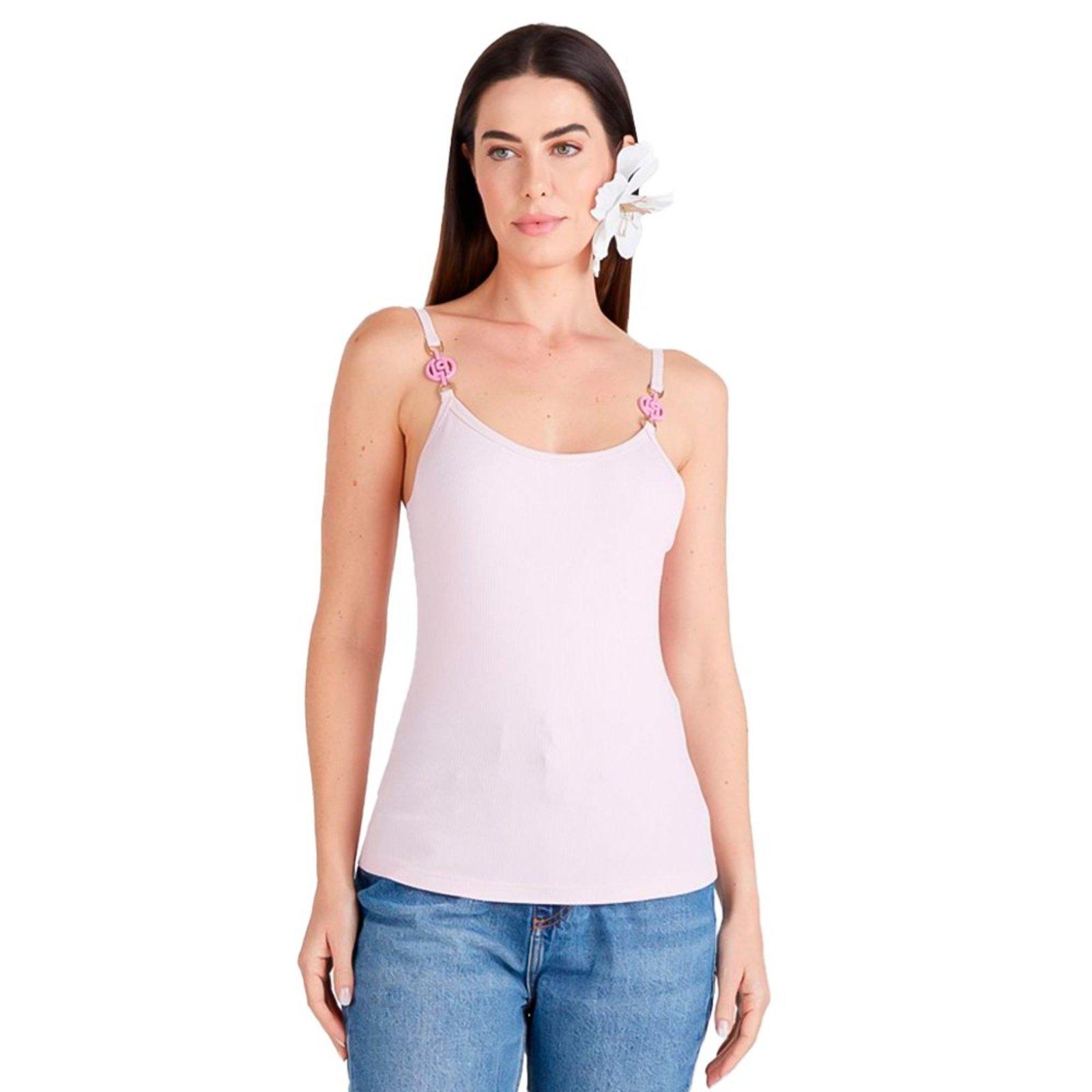 Regata Canelada Lança Perfume De Alça Ve25 Rosa Feminino