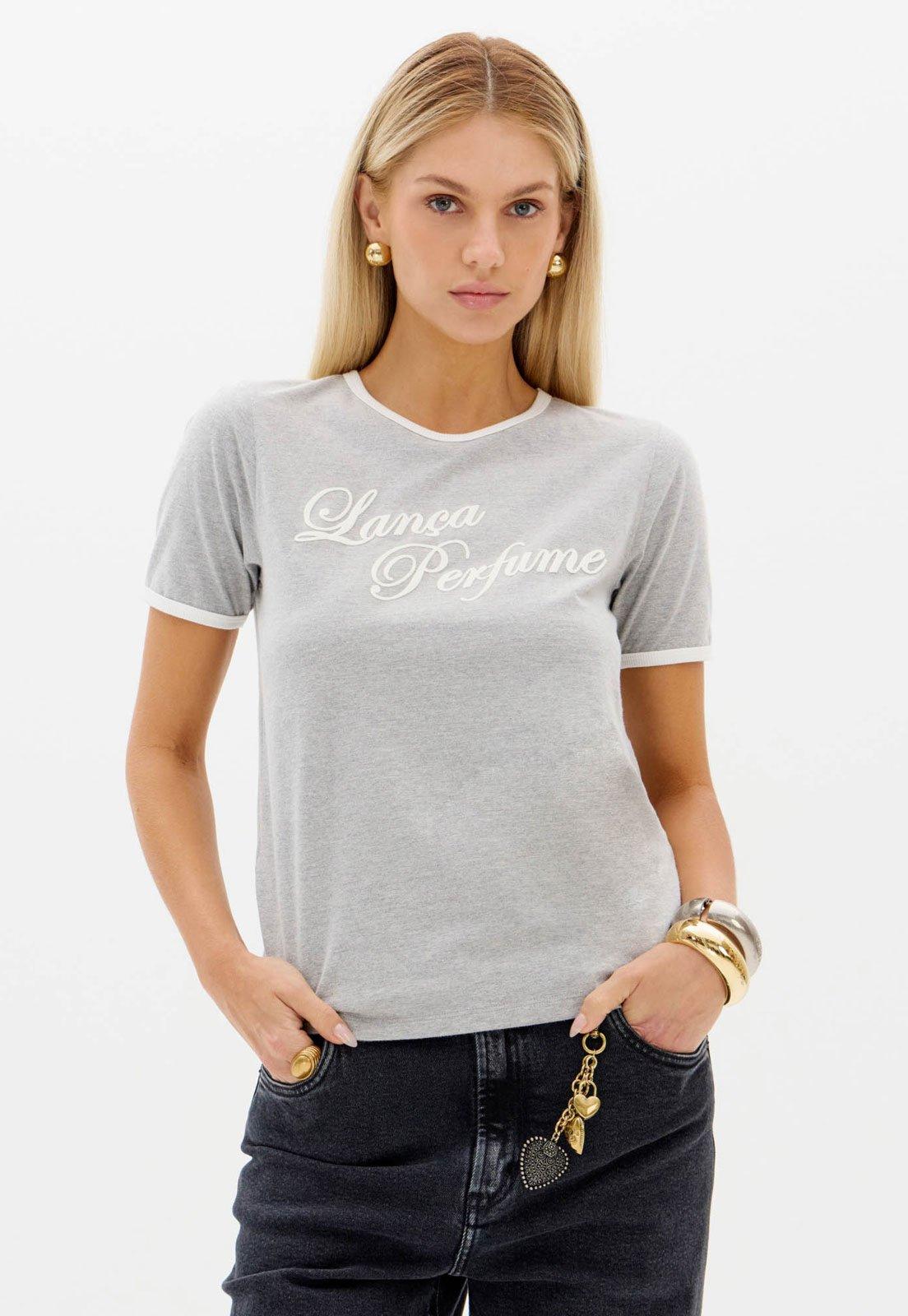 Camiseta Feminina Lança Perfume Logo Cinza