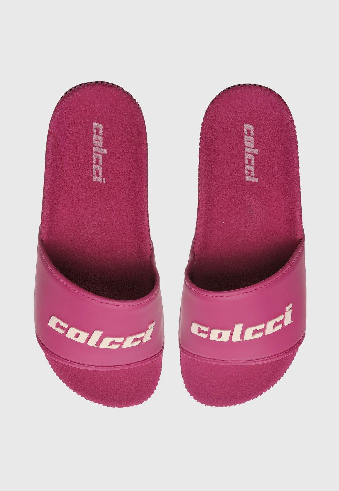 Chinelo Slide Feminino Colcci Logo Rosa