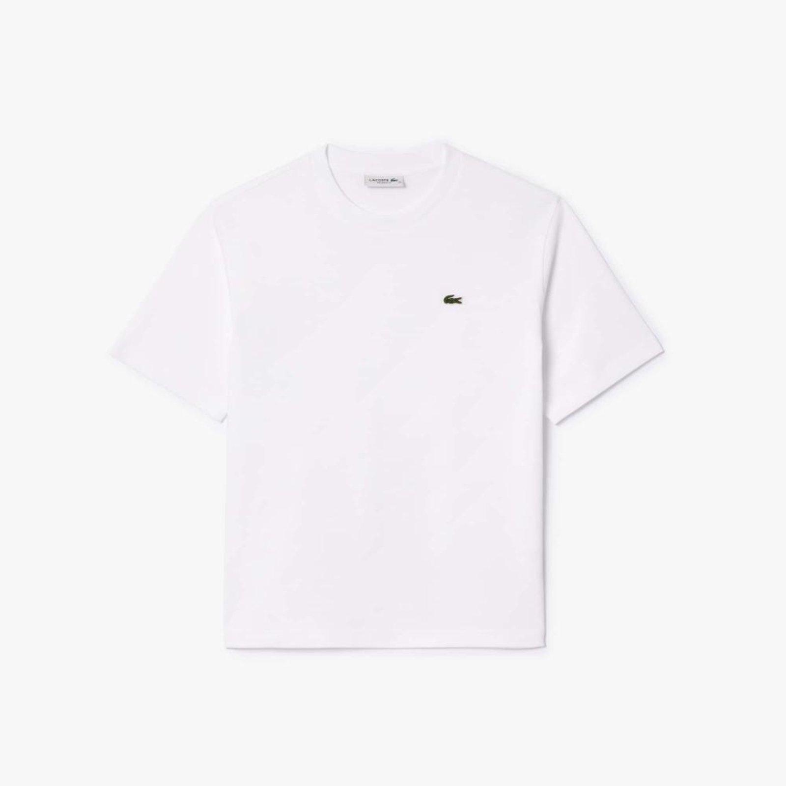 Camiseta Lacoste de Algodão Pima Jersey Leve de Ajuste Relaxado Branco