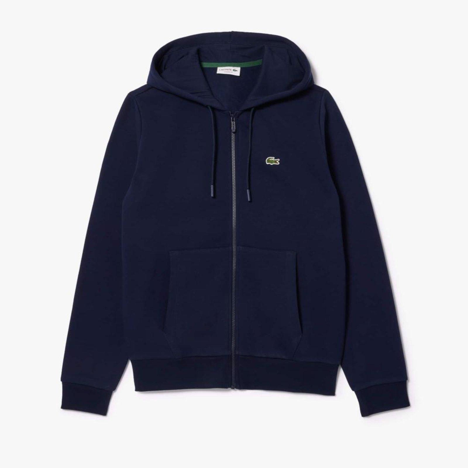 Moletom Canguru Lacoste masculino com Zíper Lacoste Azul