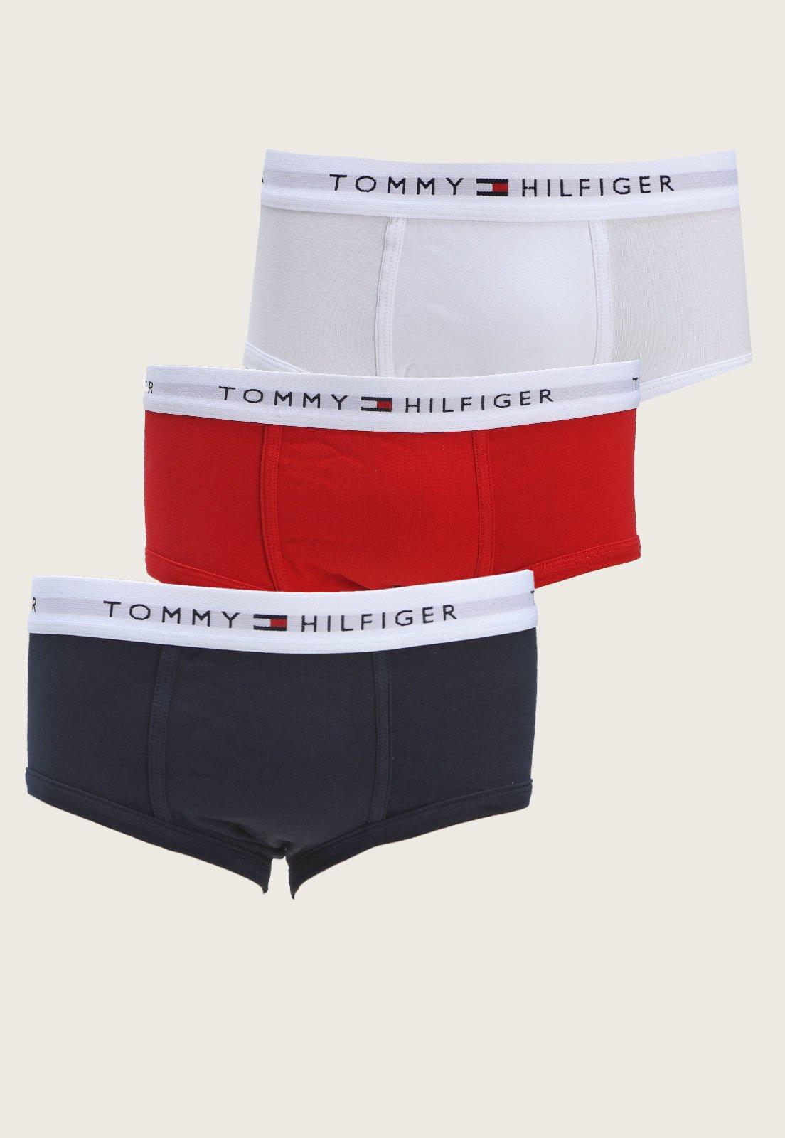 Kit 3pçs Cueca Tommy Hilfiger Slip Logo Azul-Marinho