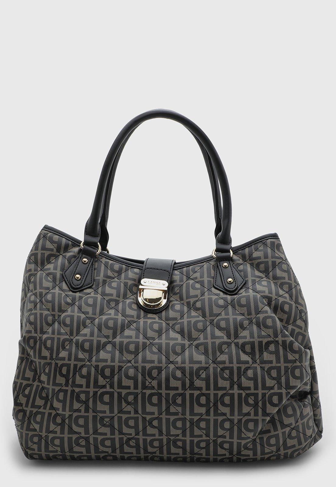 Bolsa Feminina Lança Perfume Grande Padrão Quilt Preta