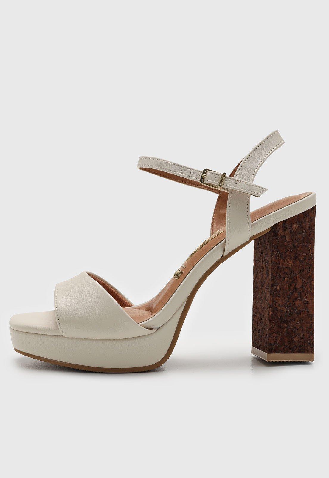 Sandália Feminina Vizzano Salto Bloco Off-White