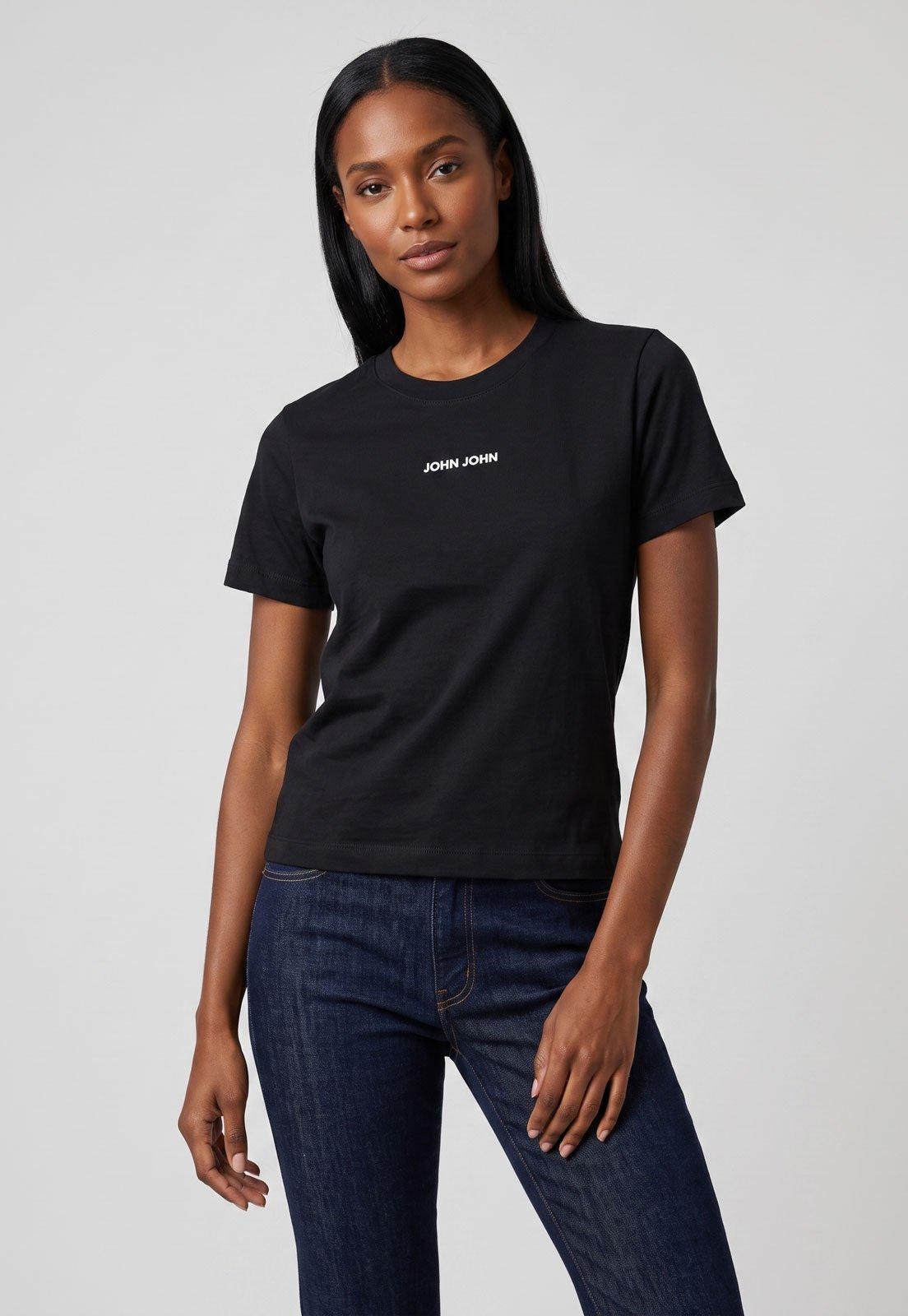 Camiseta Feminina John John Logo Preta
