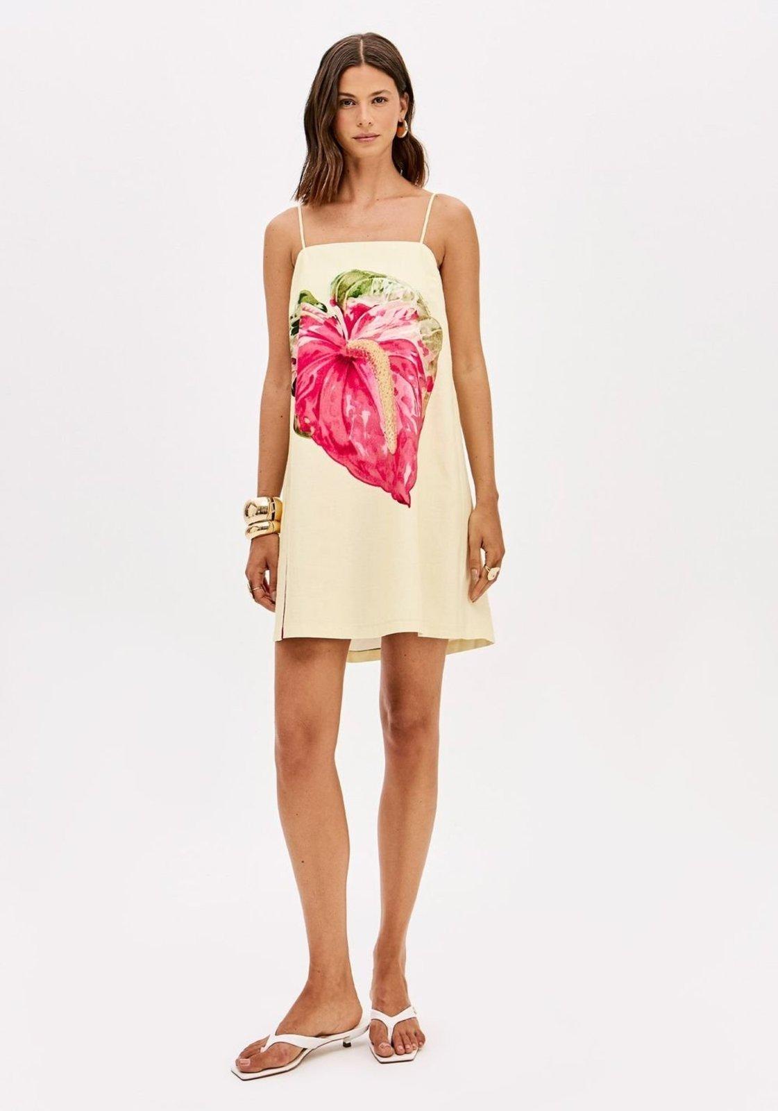Vestido Curto De Alças Estampado Lança Perfume