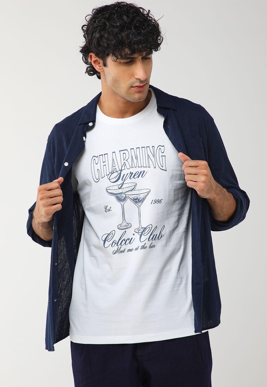 Camiseta Masculina Colcci Estampa Coquetéis Branca