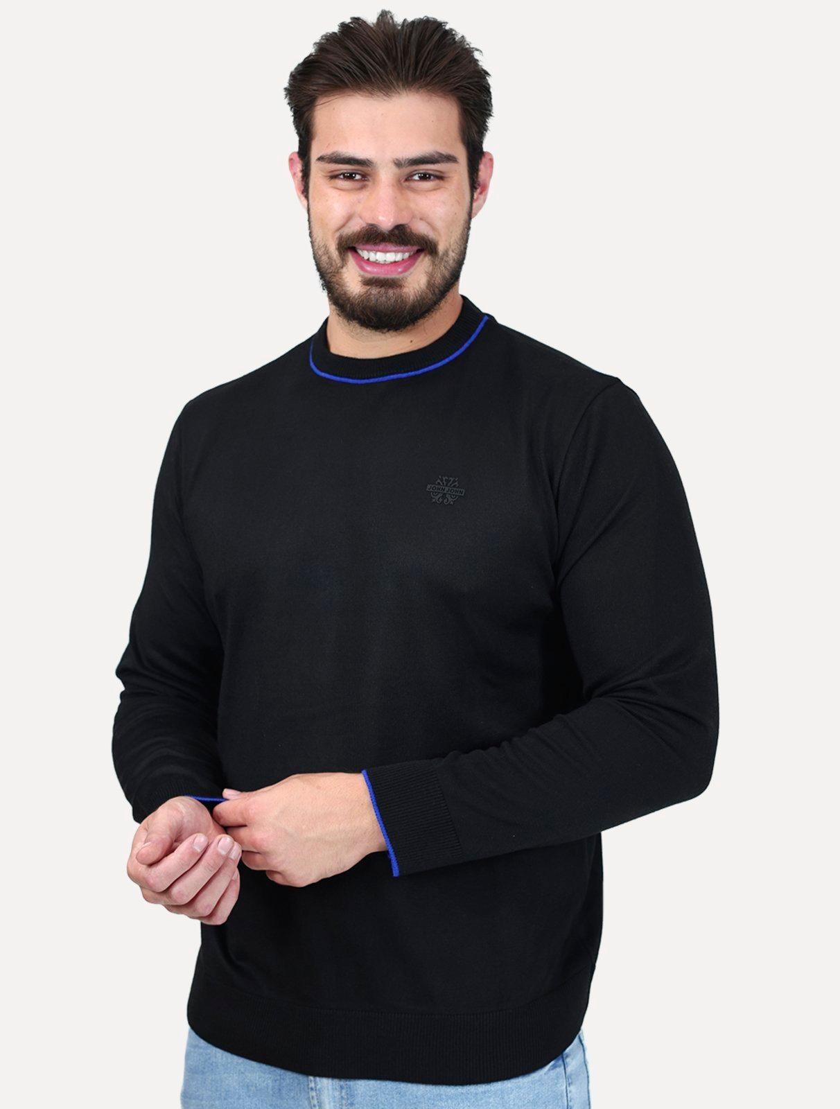 Tricot John John Masculino Transfer Logo Preto