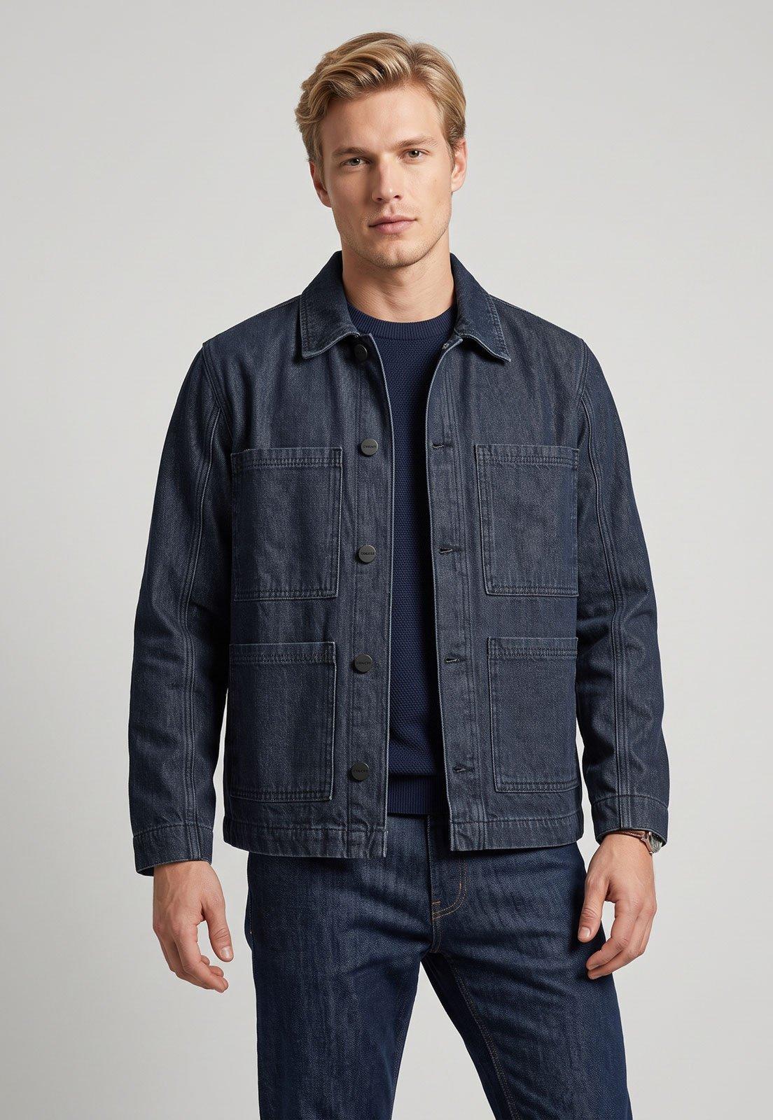 Jaqueta Jeans Masculina Colcci Pockets Azul