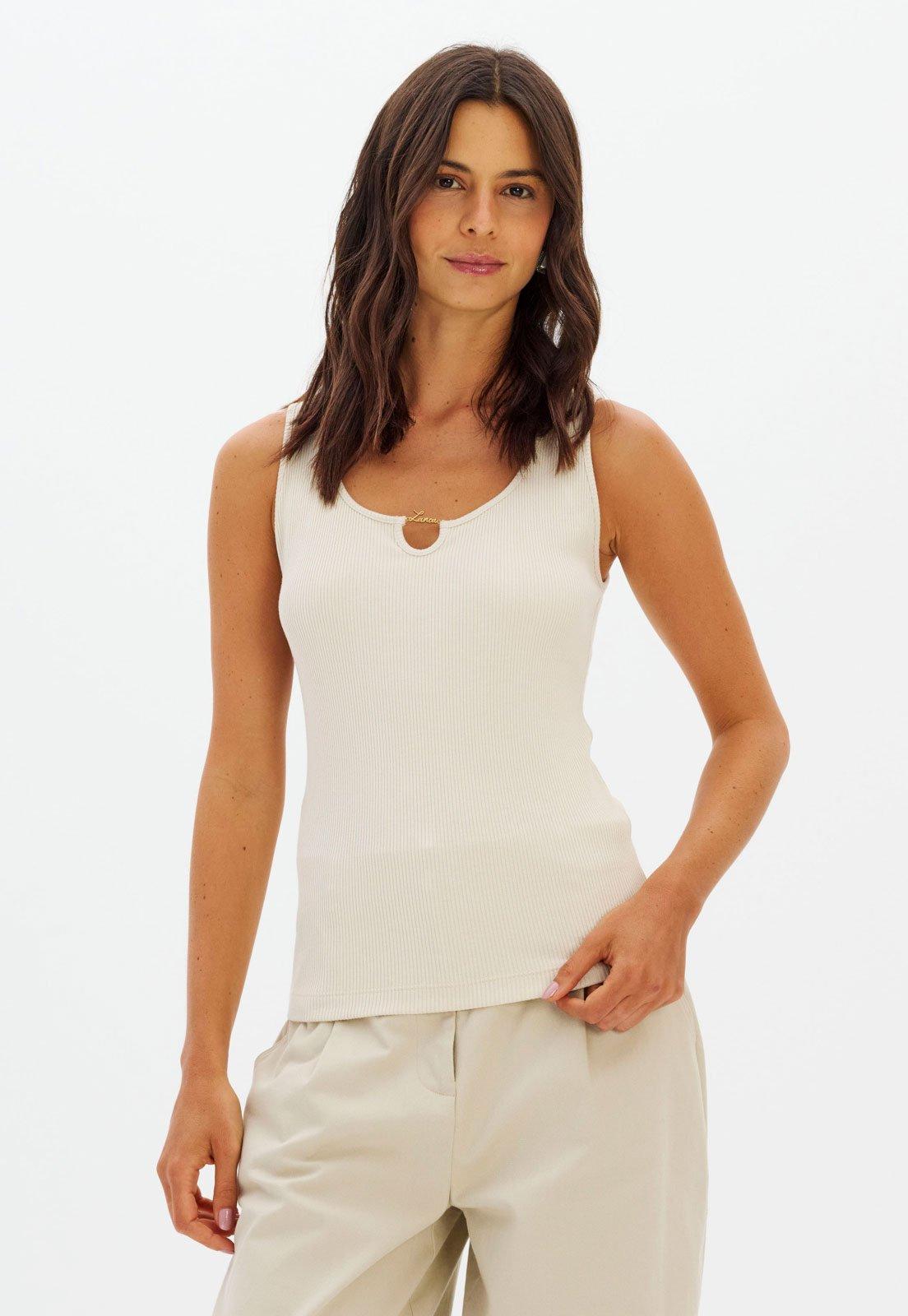 Regata Lança Perfume Decote Gota Viscose Off White